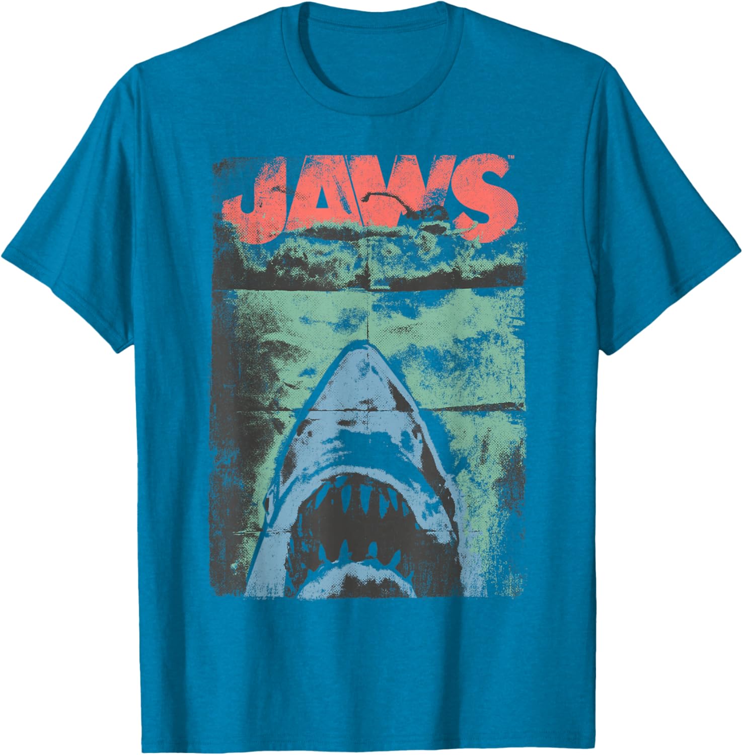 Jaws Distressed Retro Movie Poster Graphic T-Shirt for Shark Lovers - 4