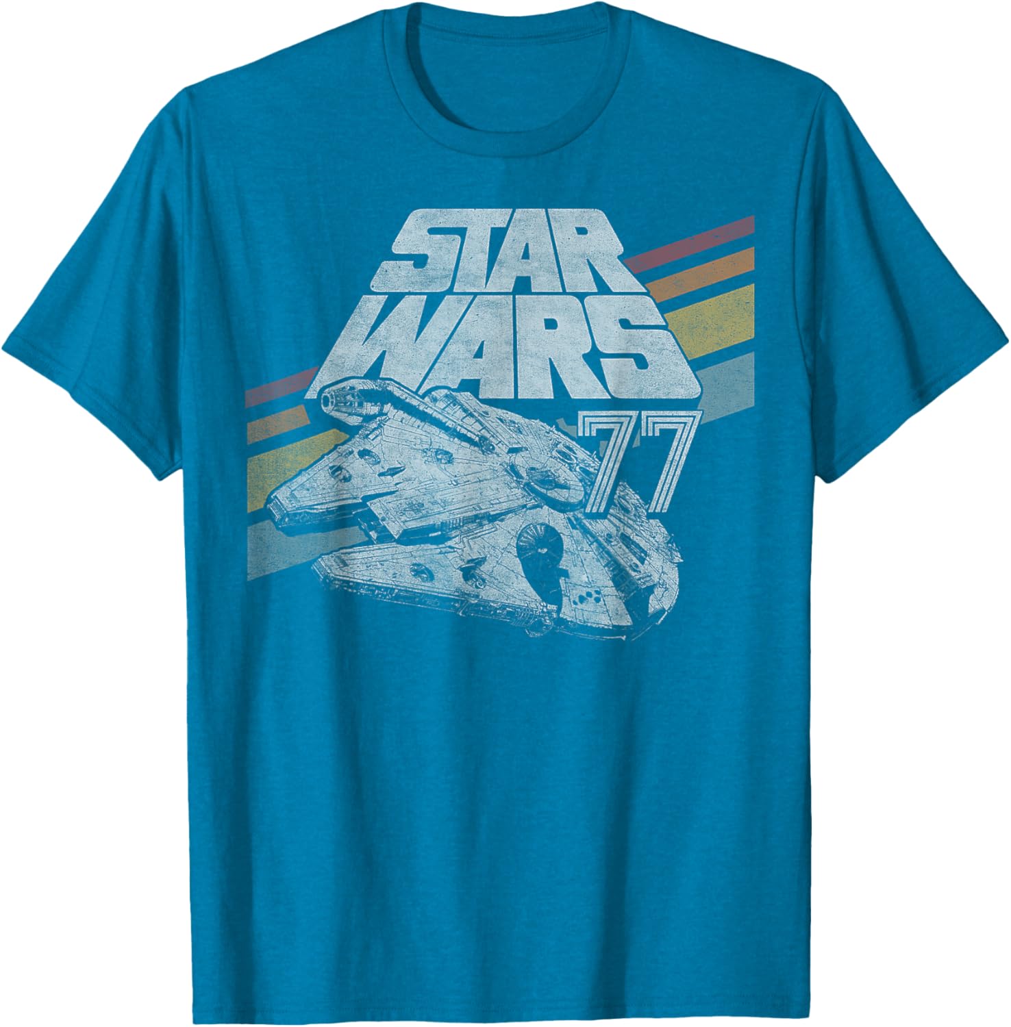 Retro Star Wars Millennium Falcon T-Shirt with Diagonal Stripes for Fans - 9