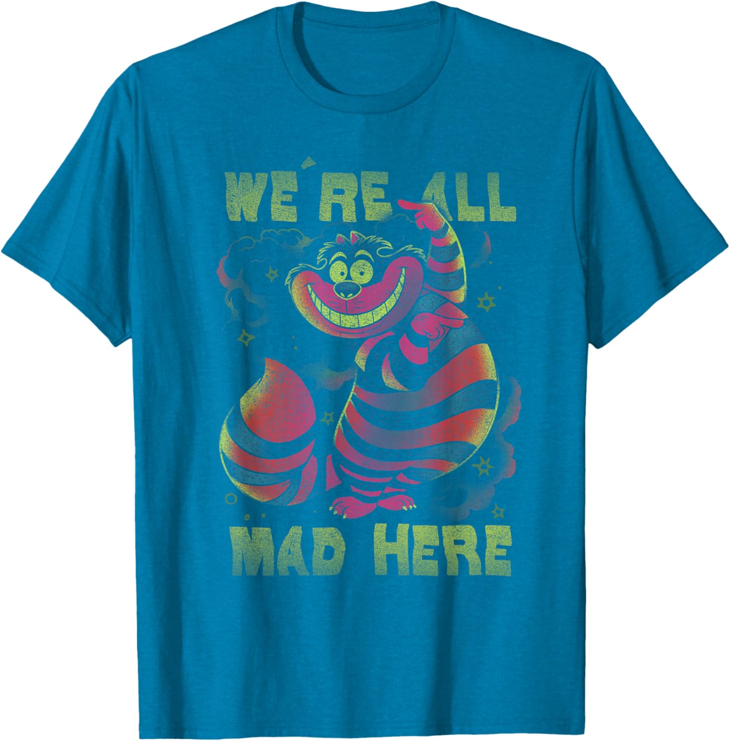 Cheshire Cat All Mad Here Neon T-Shirt for Disney Alice in Wonderland Fans - 6