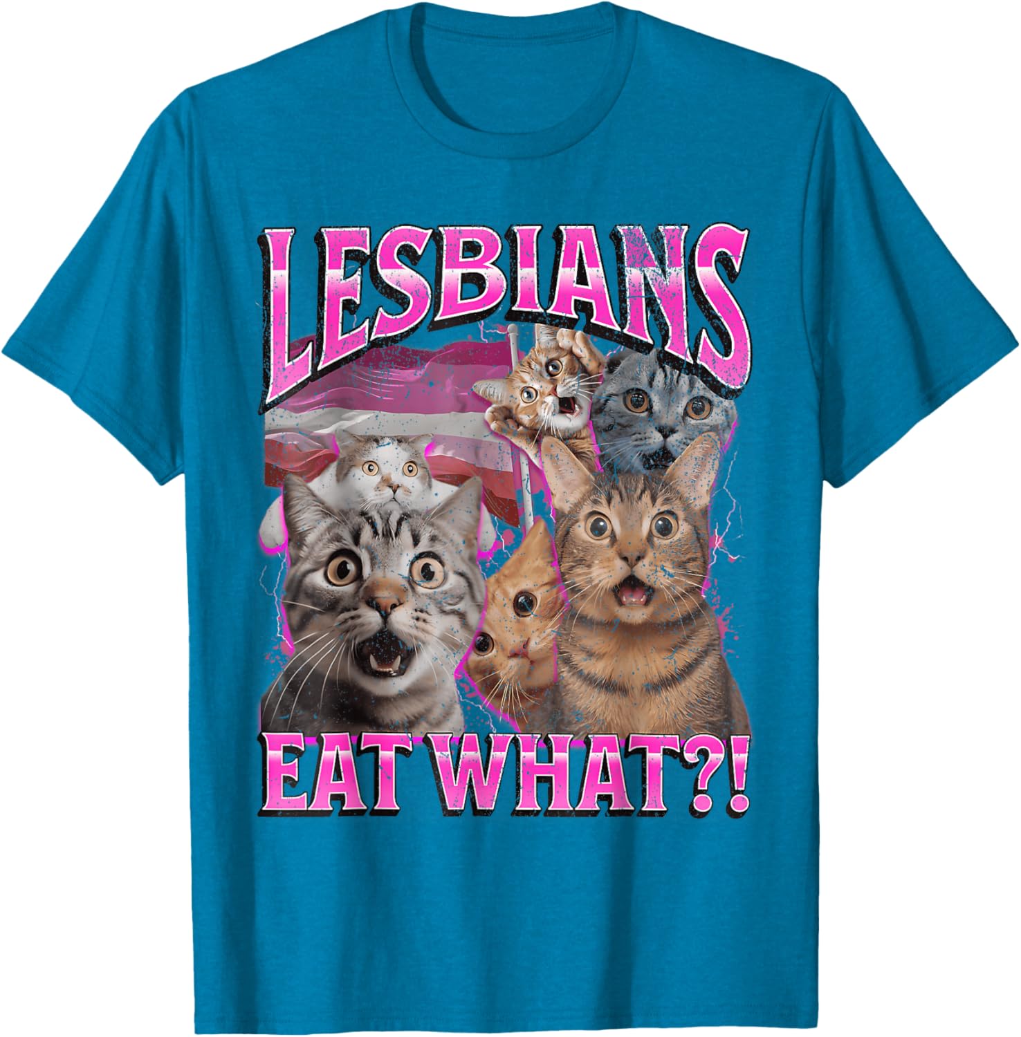 Funny Cat LGBTQ Pride T-Shirt with Lesbians Eat What Pun - Great Gift! - 17