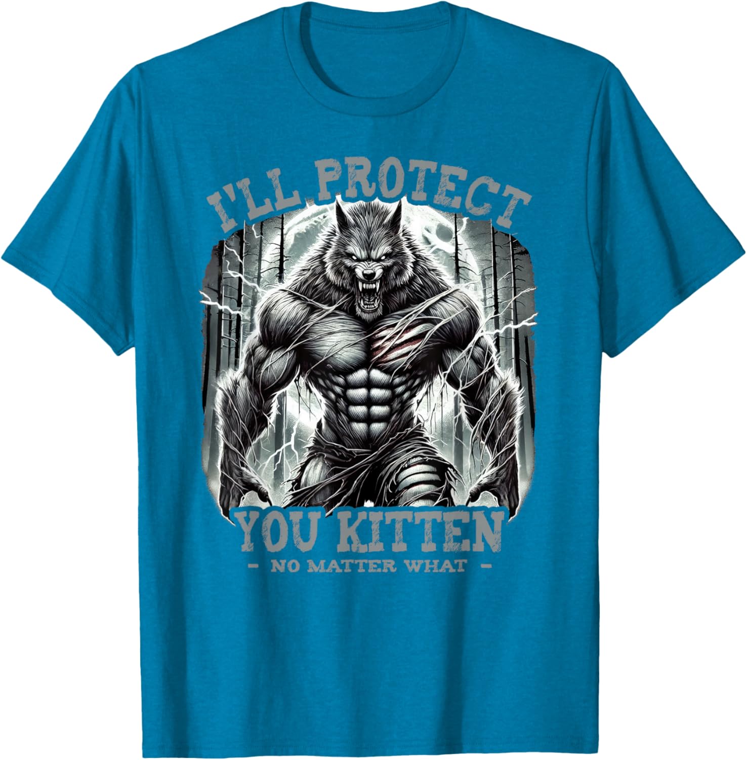 Funny Graphic Tee I'll Protect You Kitten Alpha Wolf T-Shirt for Pet Lovers - 10