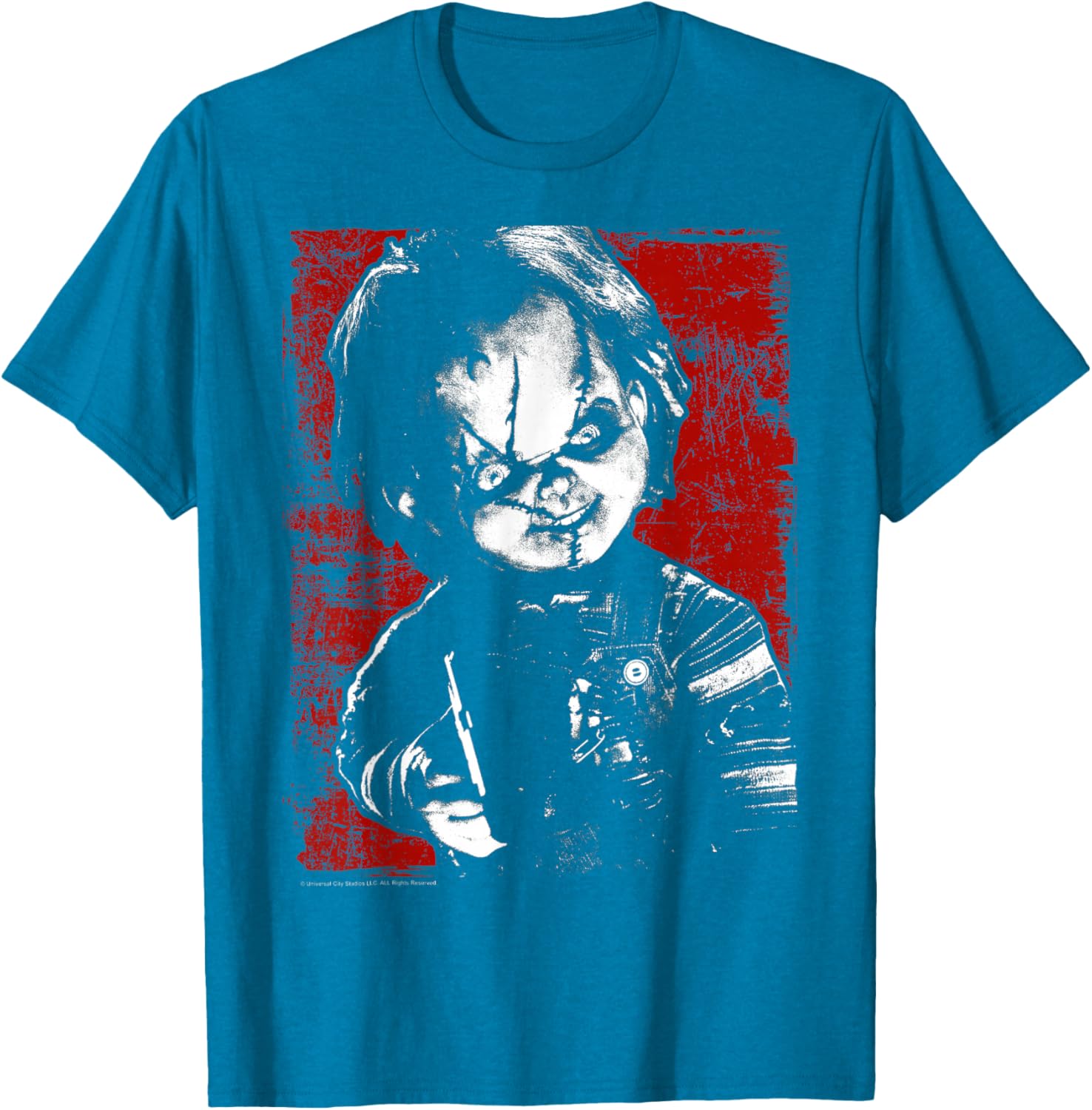 Child's Play Chucky Distressed Portrait T-Shirt for Fun Horror Fans - 1