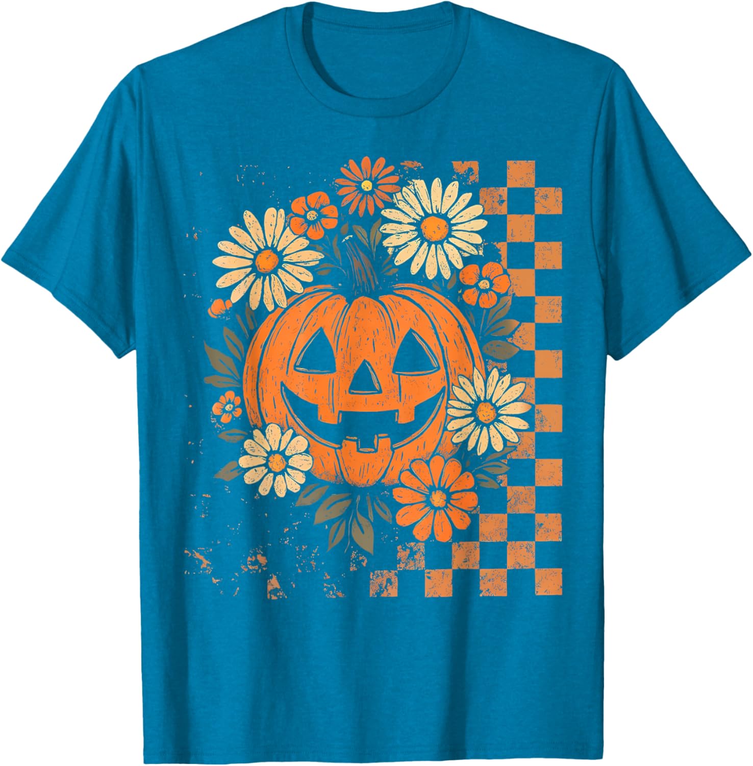 Vintage Floral Boho Pumpkin Halloween T-Shirt for Fall Fun - 14
