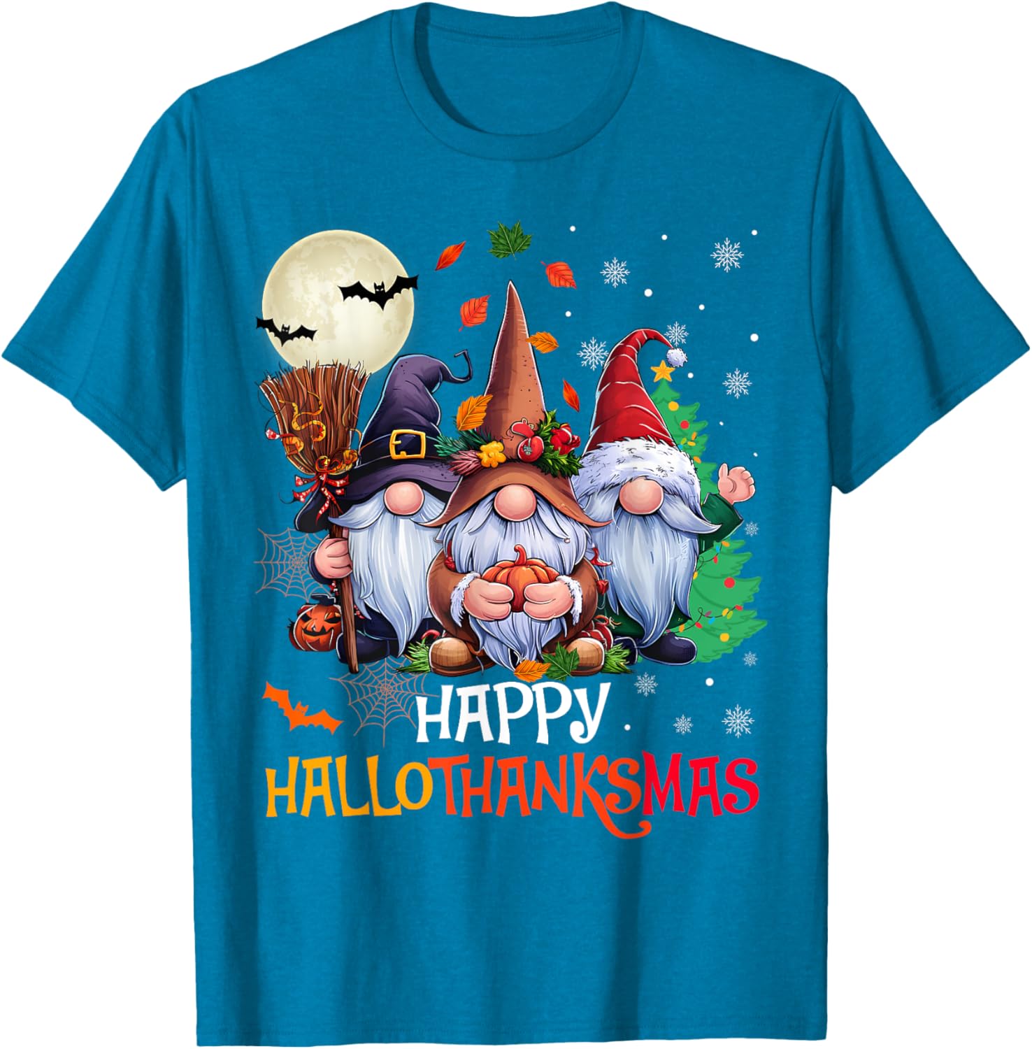 Happy Hallothanksmas Gnomes Lover T-Shirt for Halloween and Christmas - 11