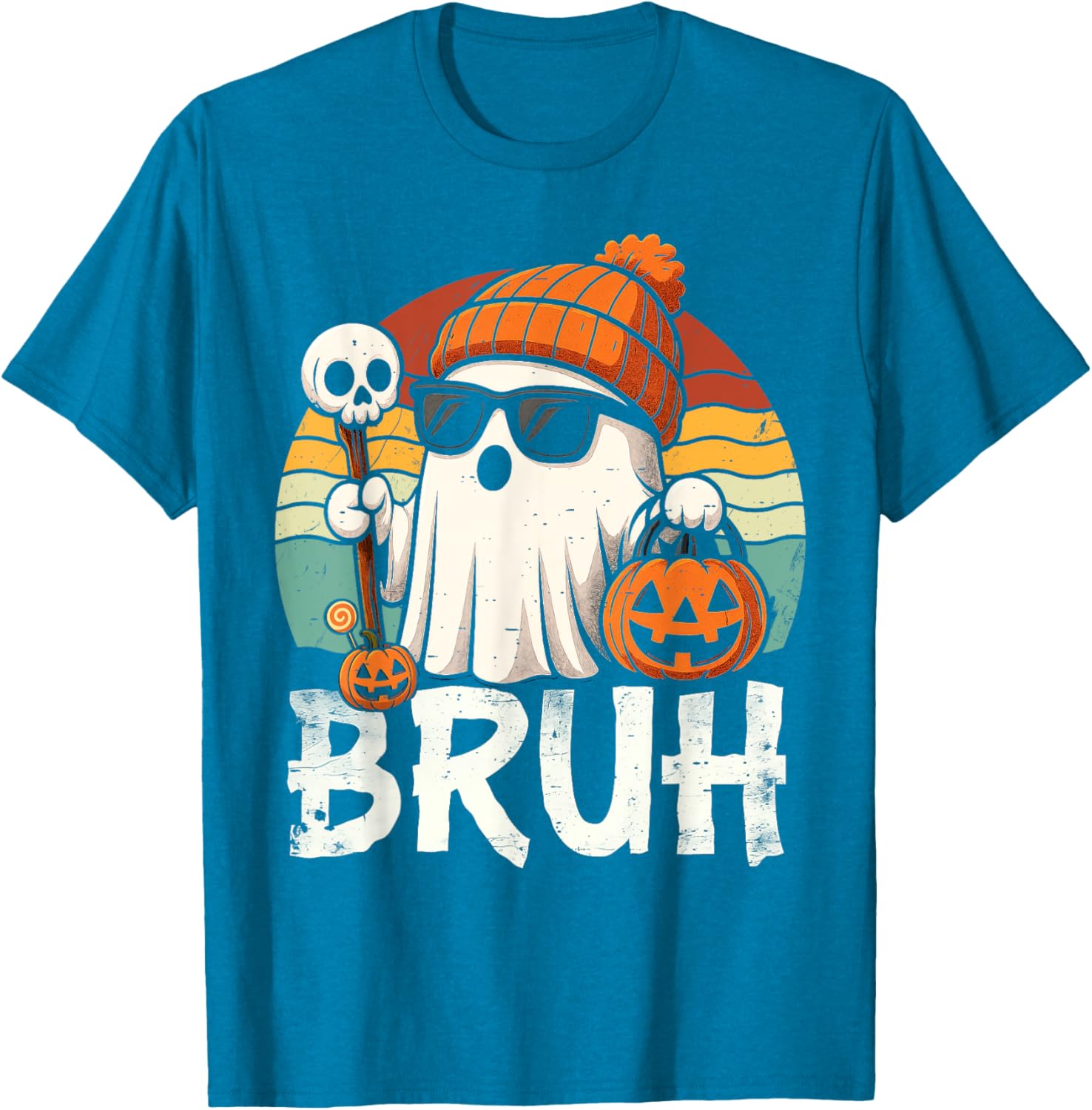 Cute Bruh Ghost Trick or Treat Kids T-Shirt for Halloween Fun - 12