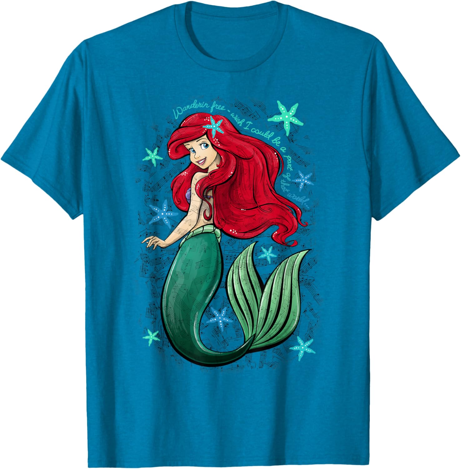 Disney Little Mermaid Ariel Music Notes T-Shirt for Fans of Disney Magic - 5