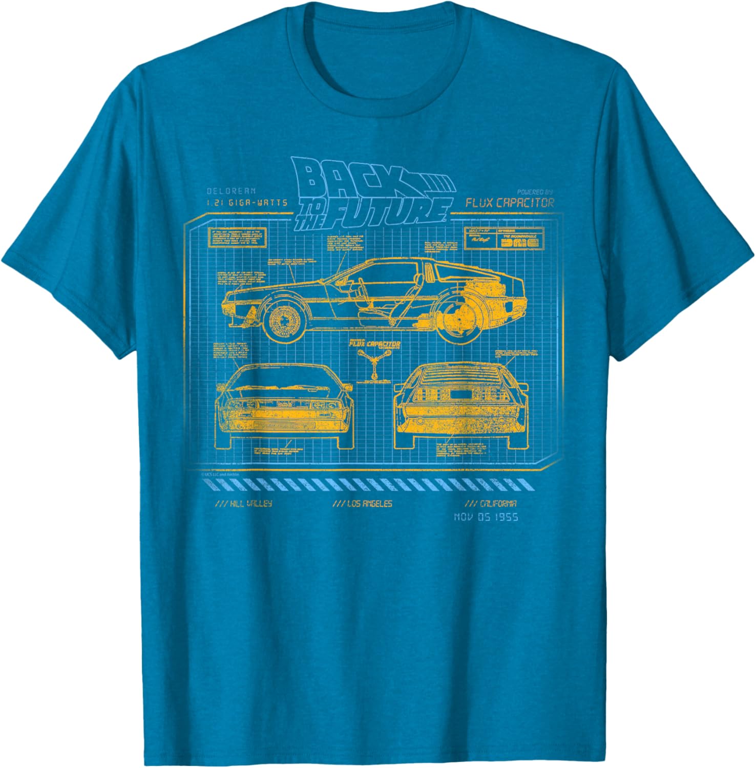 Back To The Future DeLorean Schematics T-Shirt for Fans and Collectors - 9