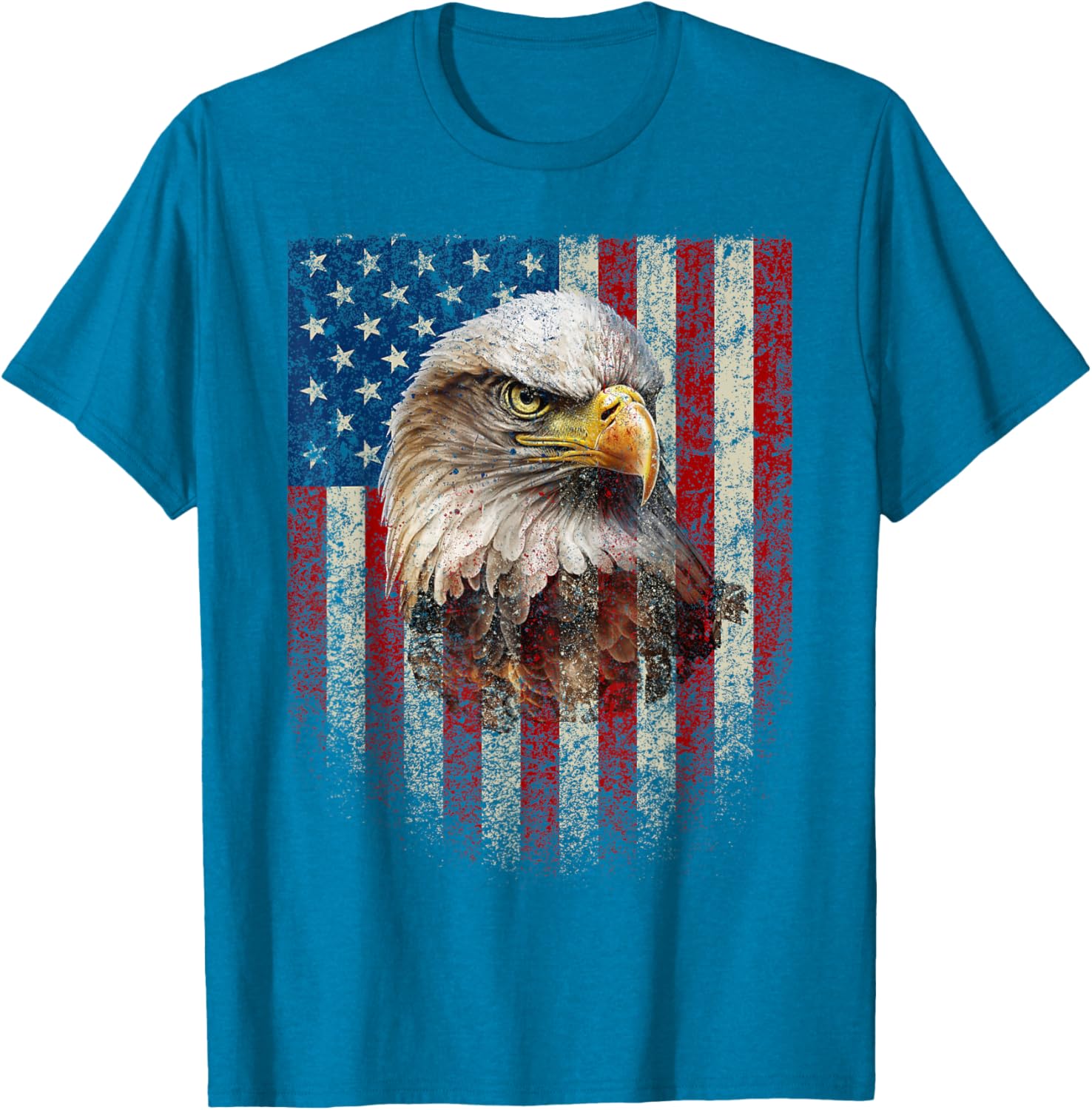 American Flag Bald Eagle T-Shirt Patriotic Red White Blue Apparel - 9