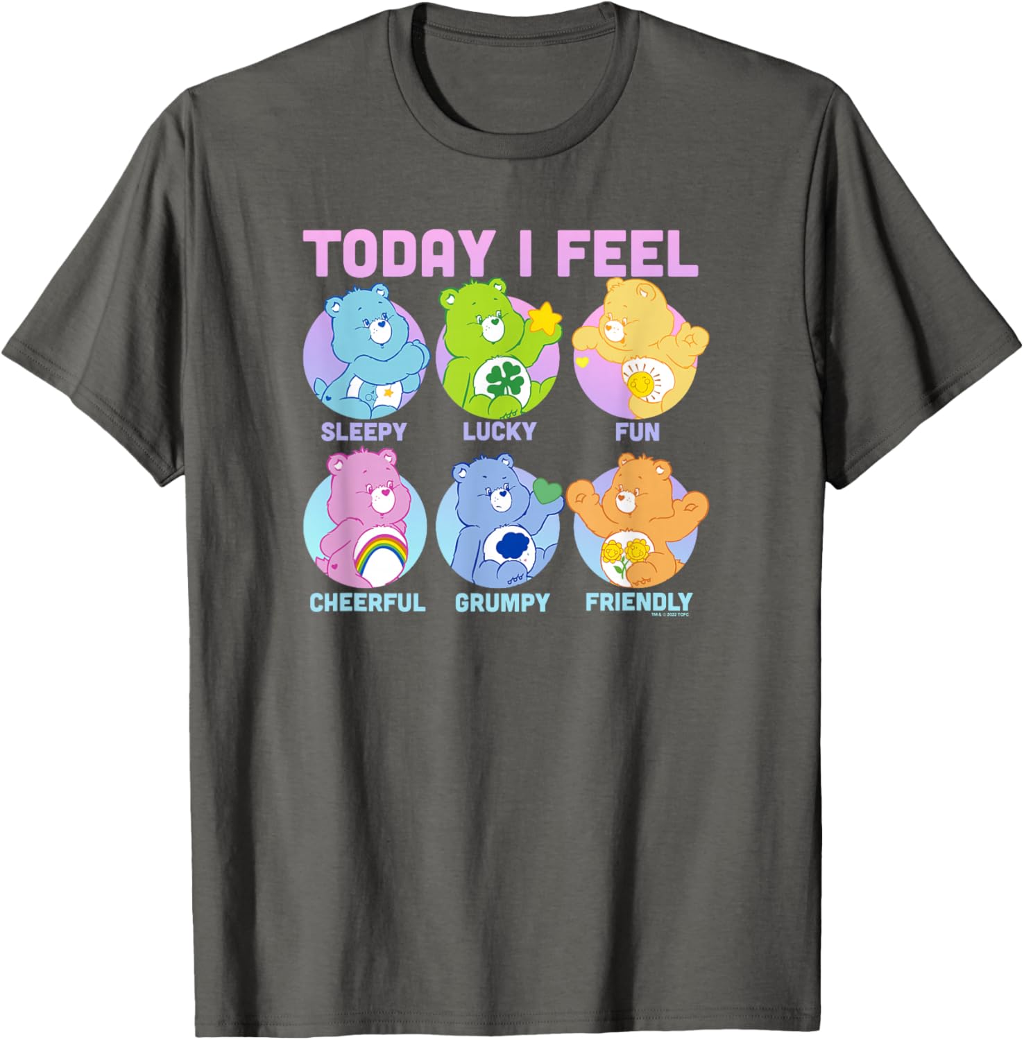 Vintage Neon Care Bears Emotions Box Ups T-Shirt for Fun Fashion - 1