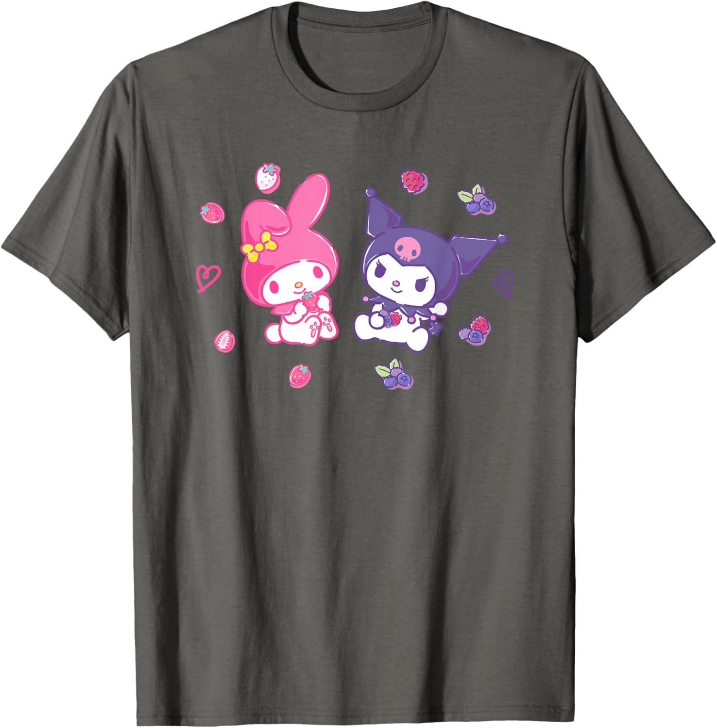 Sanrio Kuromi and My Melody Berry T-Shirt for Kids, Small Black Design - 12