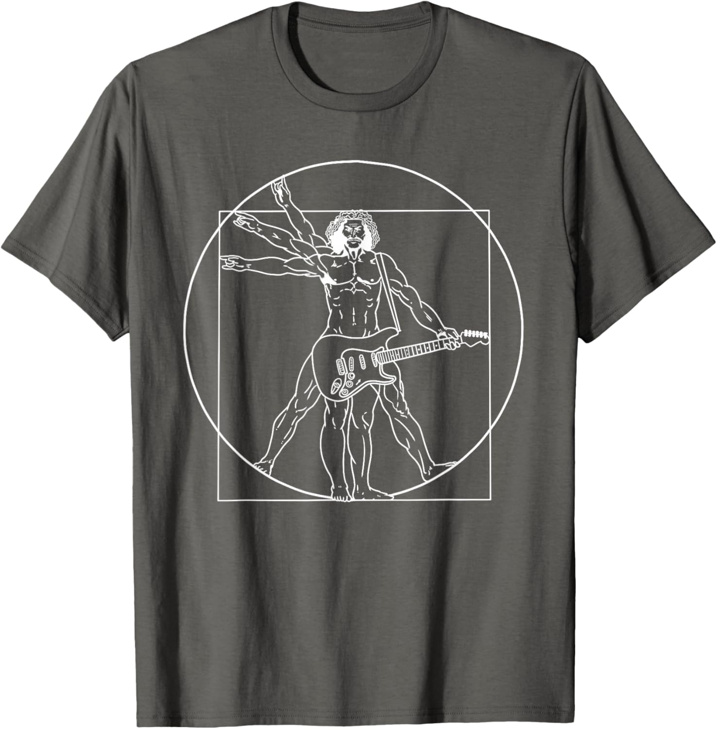 Guitar Da Vinci Vitruvian Man Musician T-Shirt for Guitar Lovers - 4