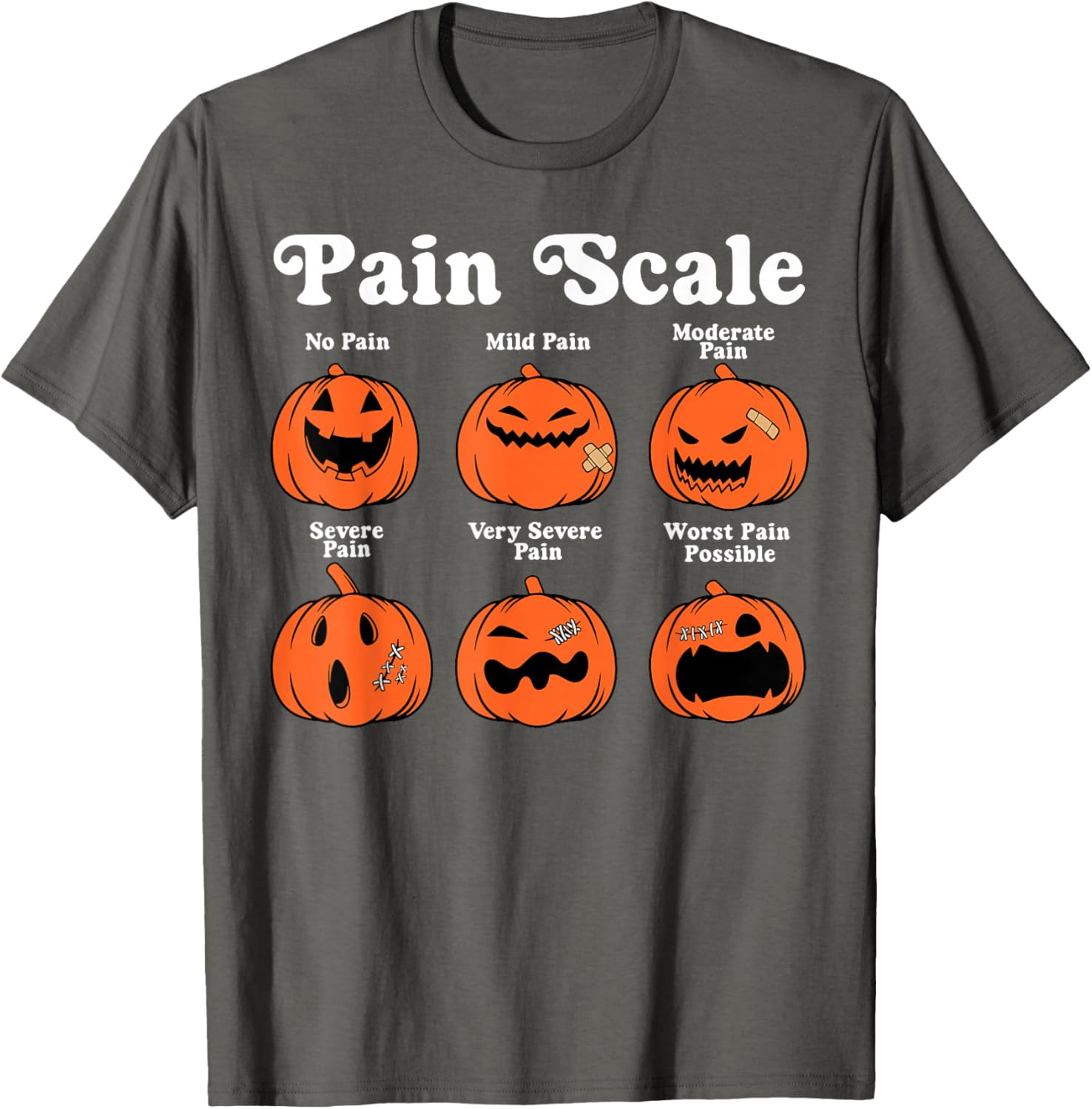 Spooky Pumpkin Pain Scale Nurse Triage Halloween T-Shirt for Fall Fun - 1