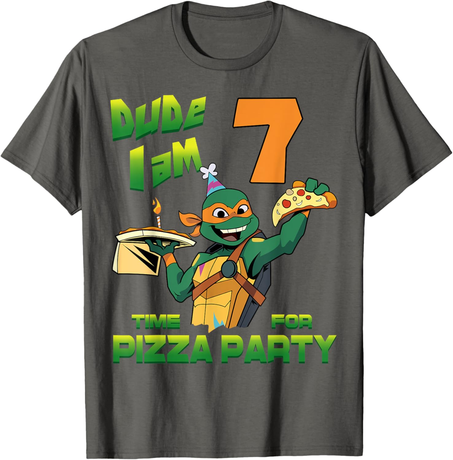 Mademark TMNT Birthday T-Shirt for Kids - Mikey Pizza Party 7 Years Old - 19