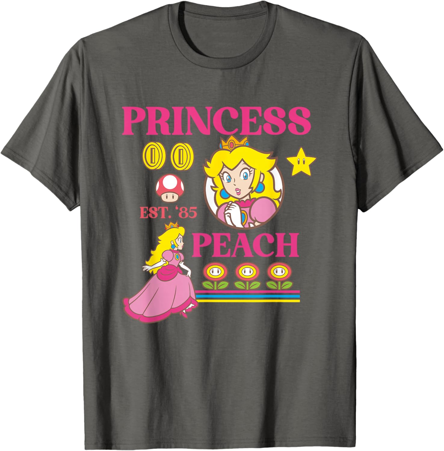 Super Mario Fire Flower Princess Peach Power Up T-Shirt for Gamers - 3
