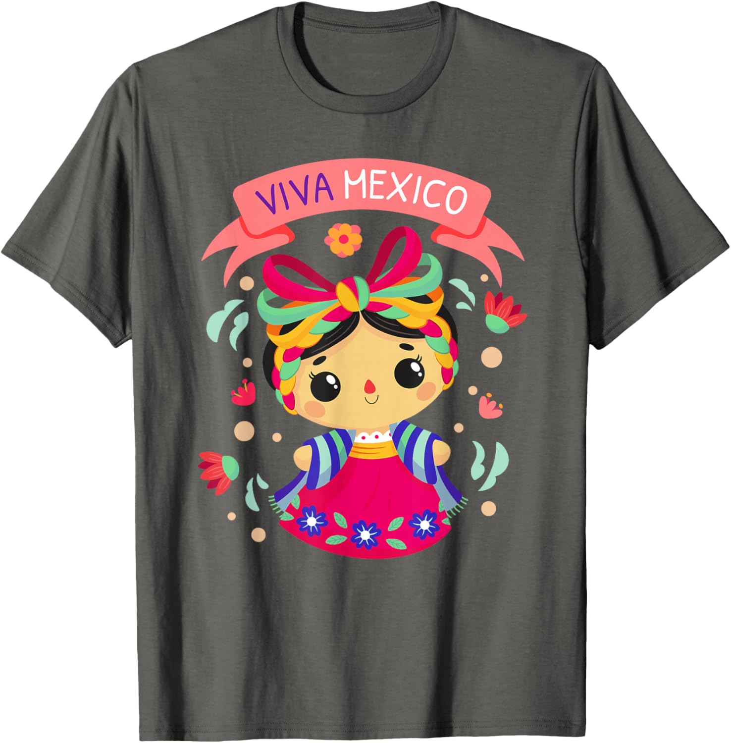 Viva Mexico Girls Floral Independence Day T-Shirt for Kids - 21