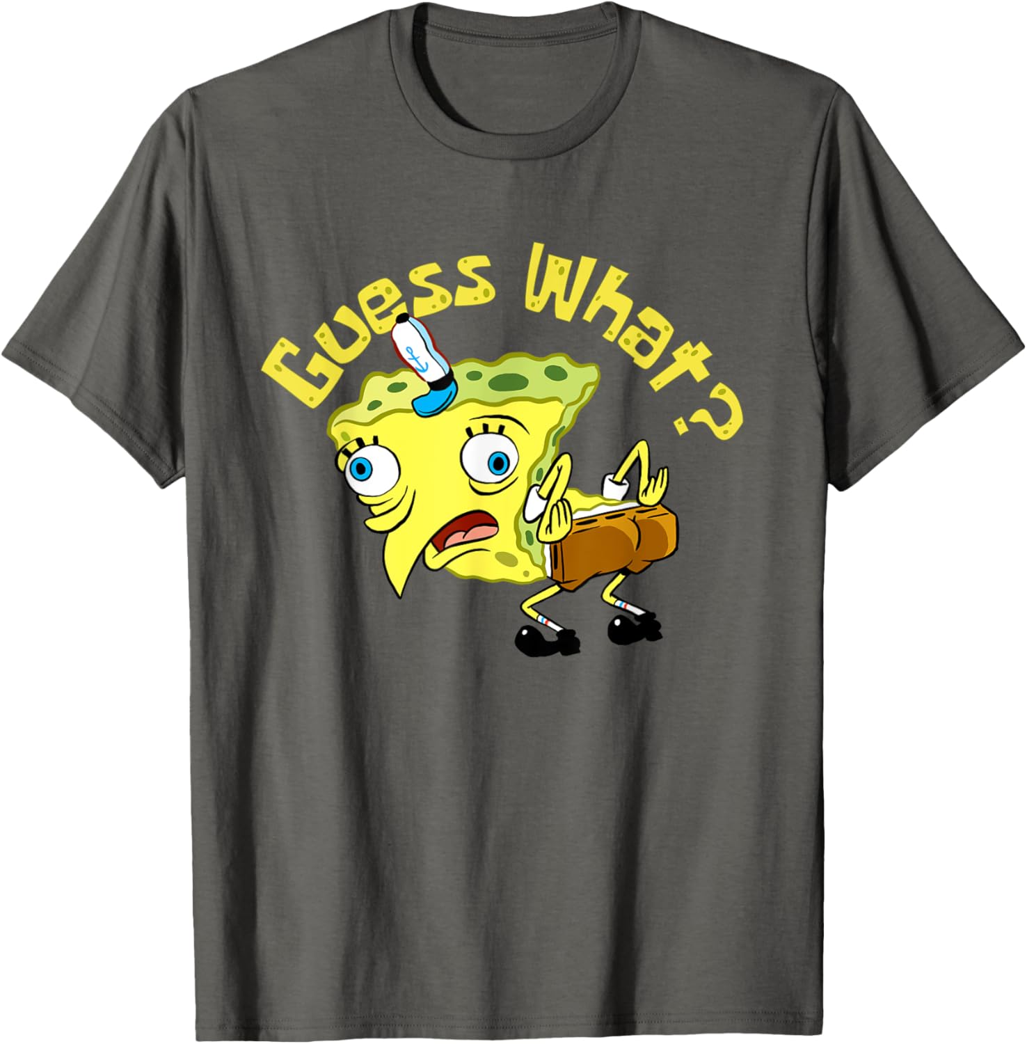 Funny Spongebob Mocking Meme Guess What Chicken Butt T-Shirt for Fans - 1