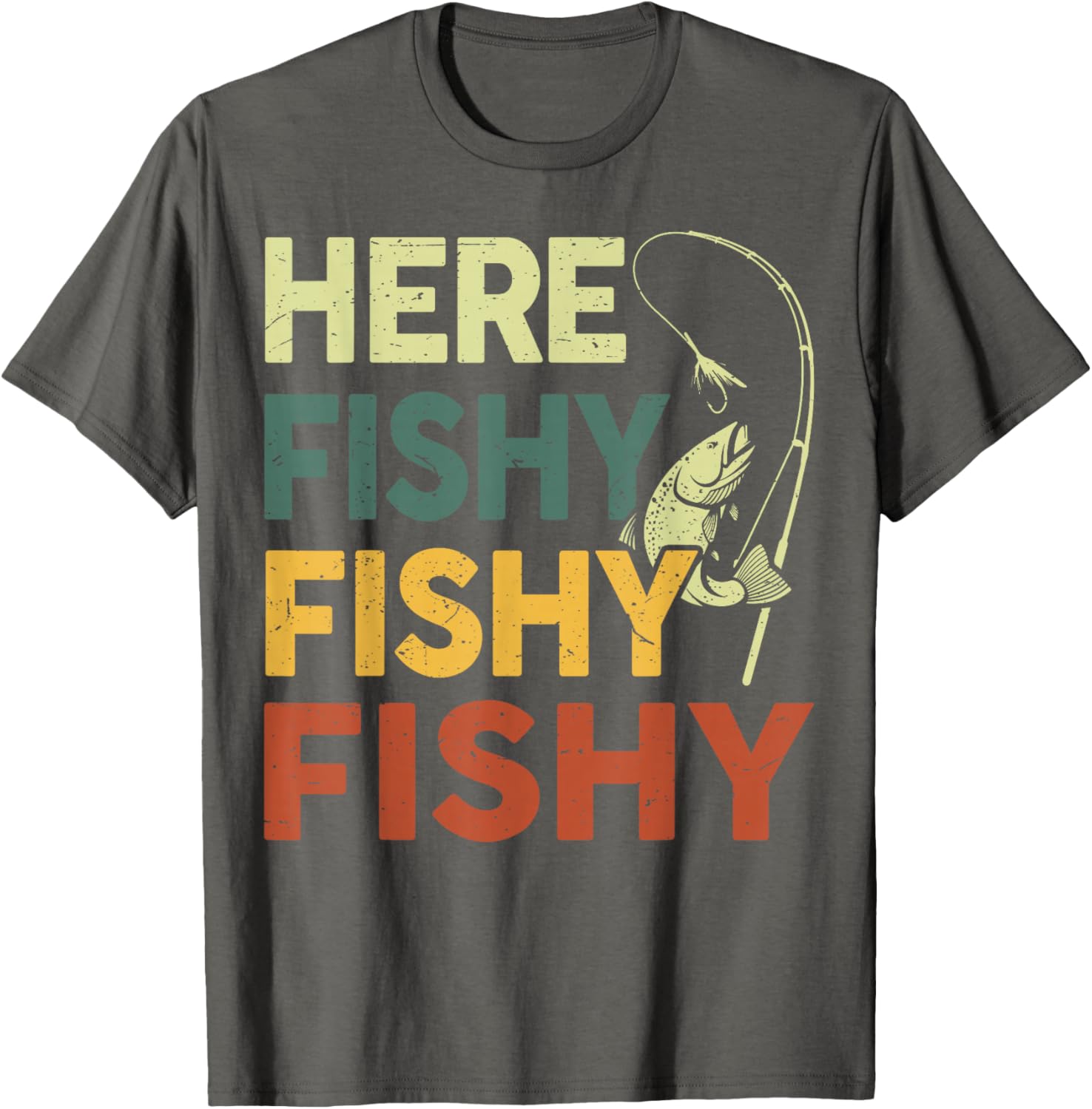 Funny Fishing Shirt for Dad - Men Here Fishy Graphic Tee for Bass Lovers - 19