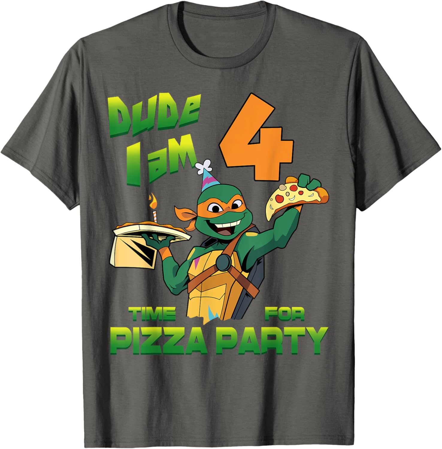 Mademark Teenage Mutant Ninja Turtles Mikey Pizza 4th Birthday T-Shirt - 9