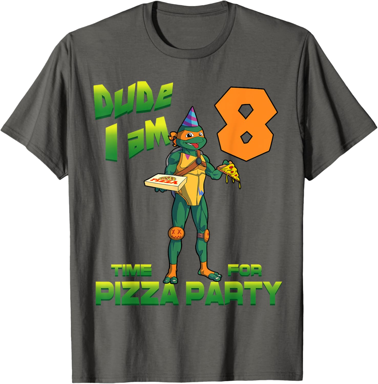 Cool Michelangelo Pizza Birthday T-Shirt for 8 Year Old TMNT Fans - 4