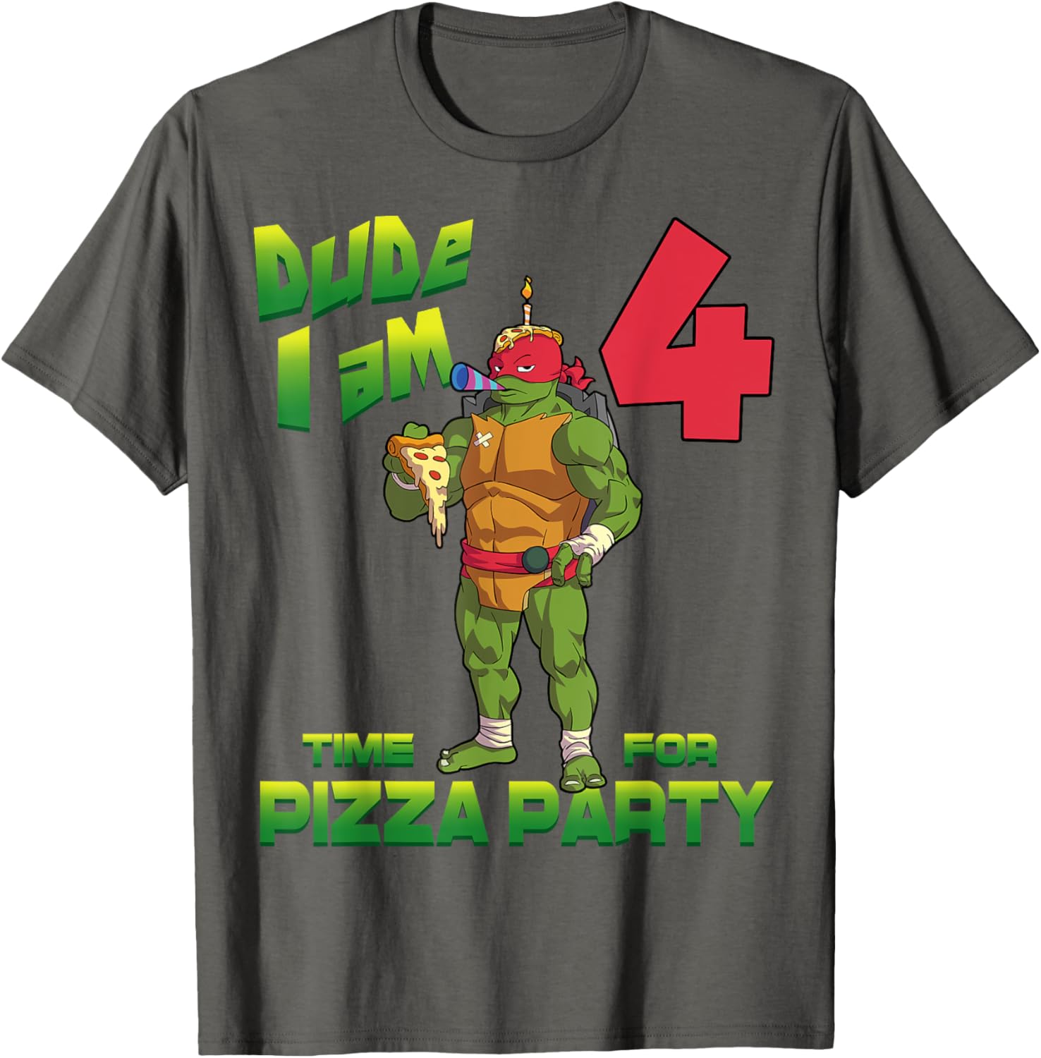 TMNT Raph Pizza Birthday Party T-Shirt for 4 Year Olds - Fun Kid's Clothing - 1