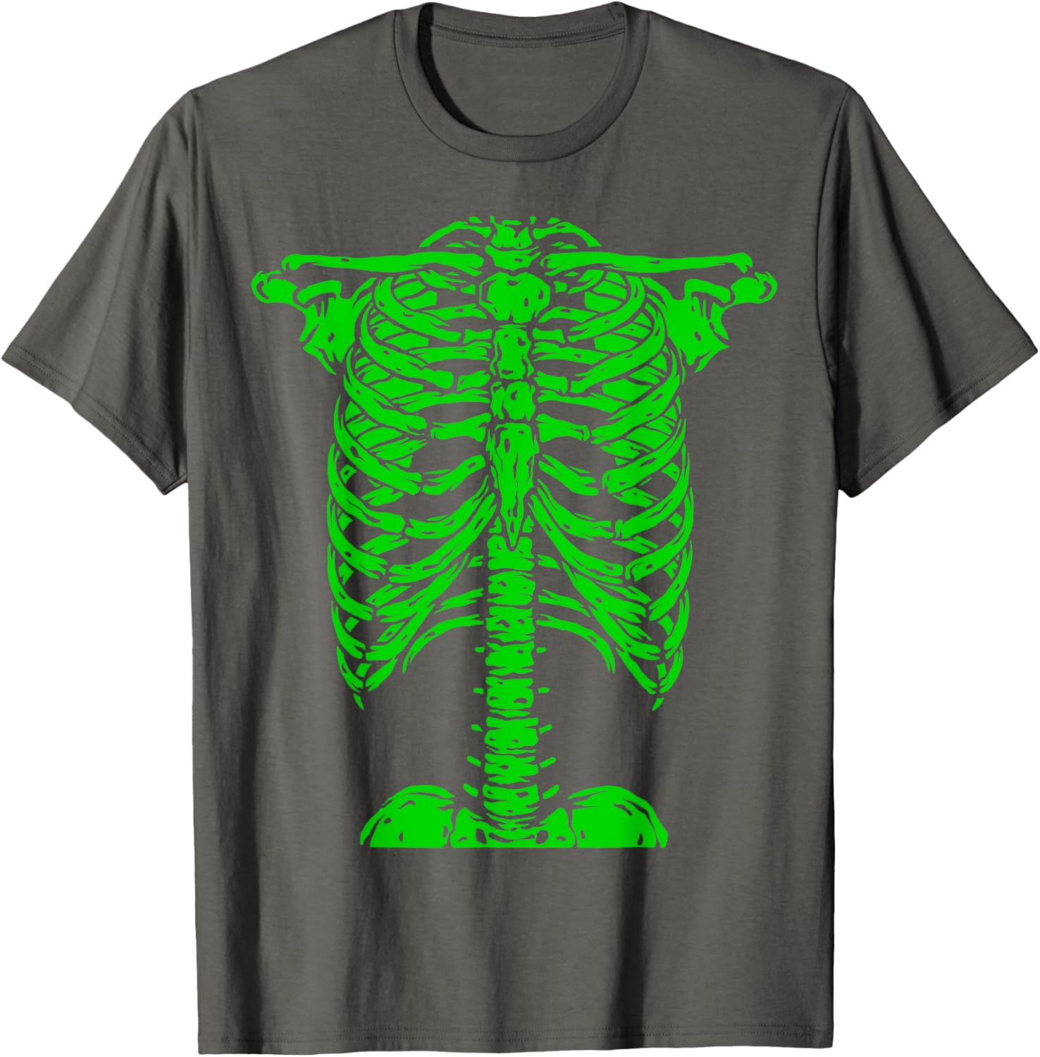 Skeleton Green Rib Cage X-Ray T-Shirt for Halloween Fun and Style - 1
