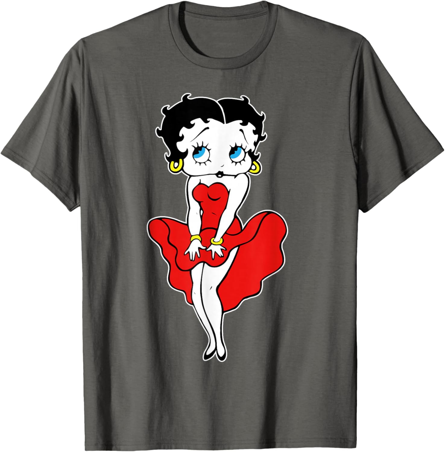 Classic Betty Boop Retro Red Dress T-Shirt for Fun Cartoon Lovers - 4