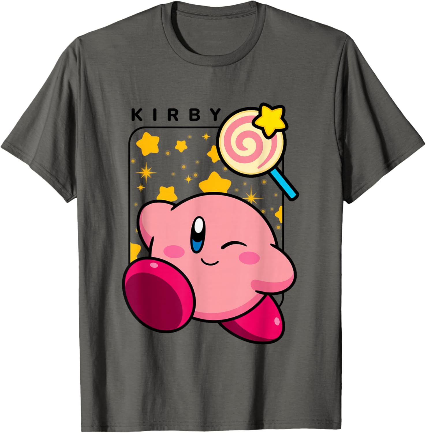 Cute Kirby Lollipop Stars Graphic T-Shirt for Nintendo Fans - 15