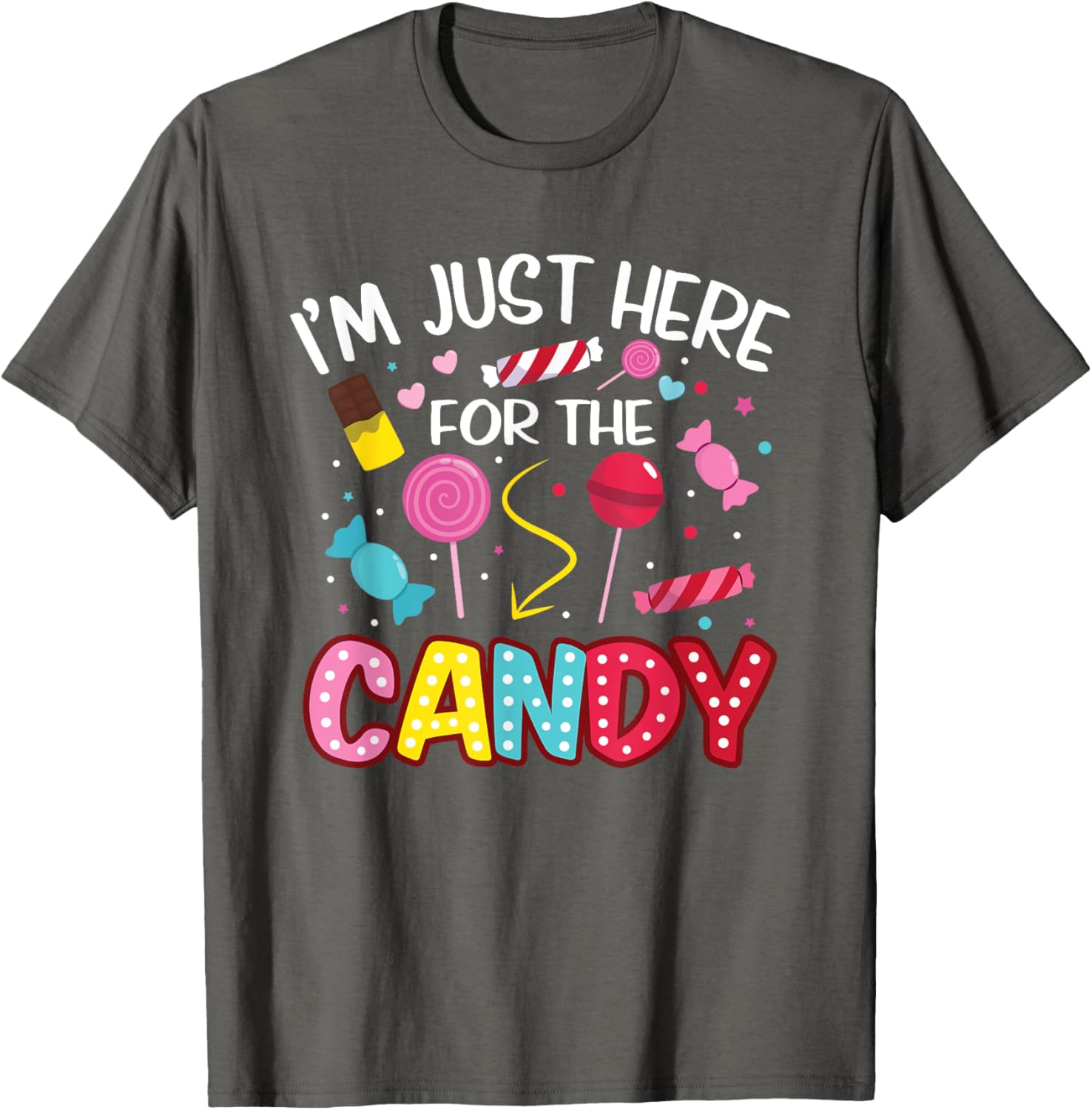 Cute I'm Just Here For The Candy Lollipop Halloween T-Shirt for Kids - 14