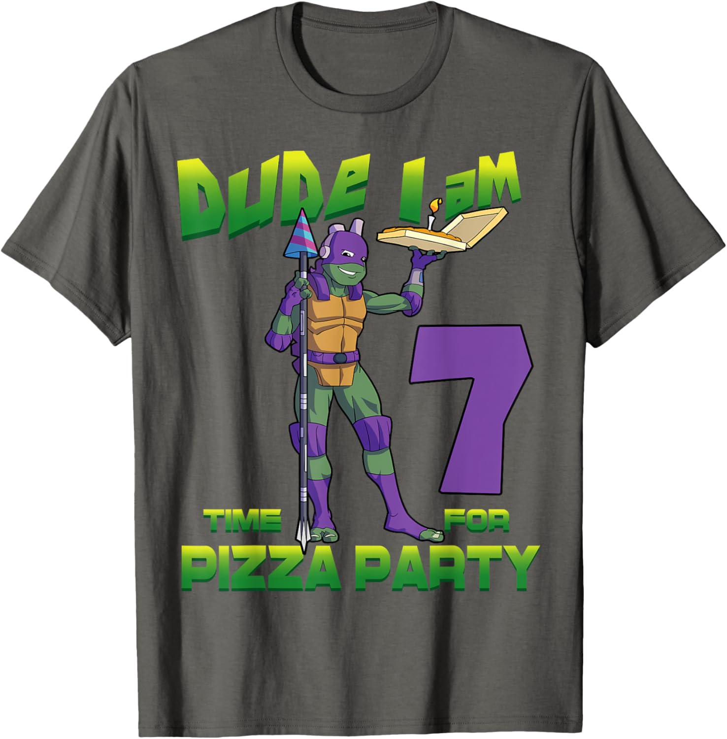 Cool TMNT Donatello Pizza Birthday Party T-Shirt for 7 Year Old Boys - 19