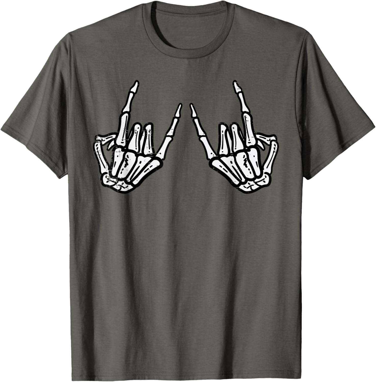 Rocker Hand Sign Skeleton Halloween T-Shirt for Men and Women - 12