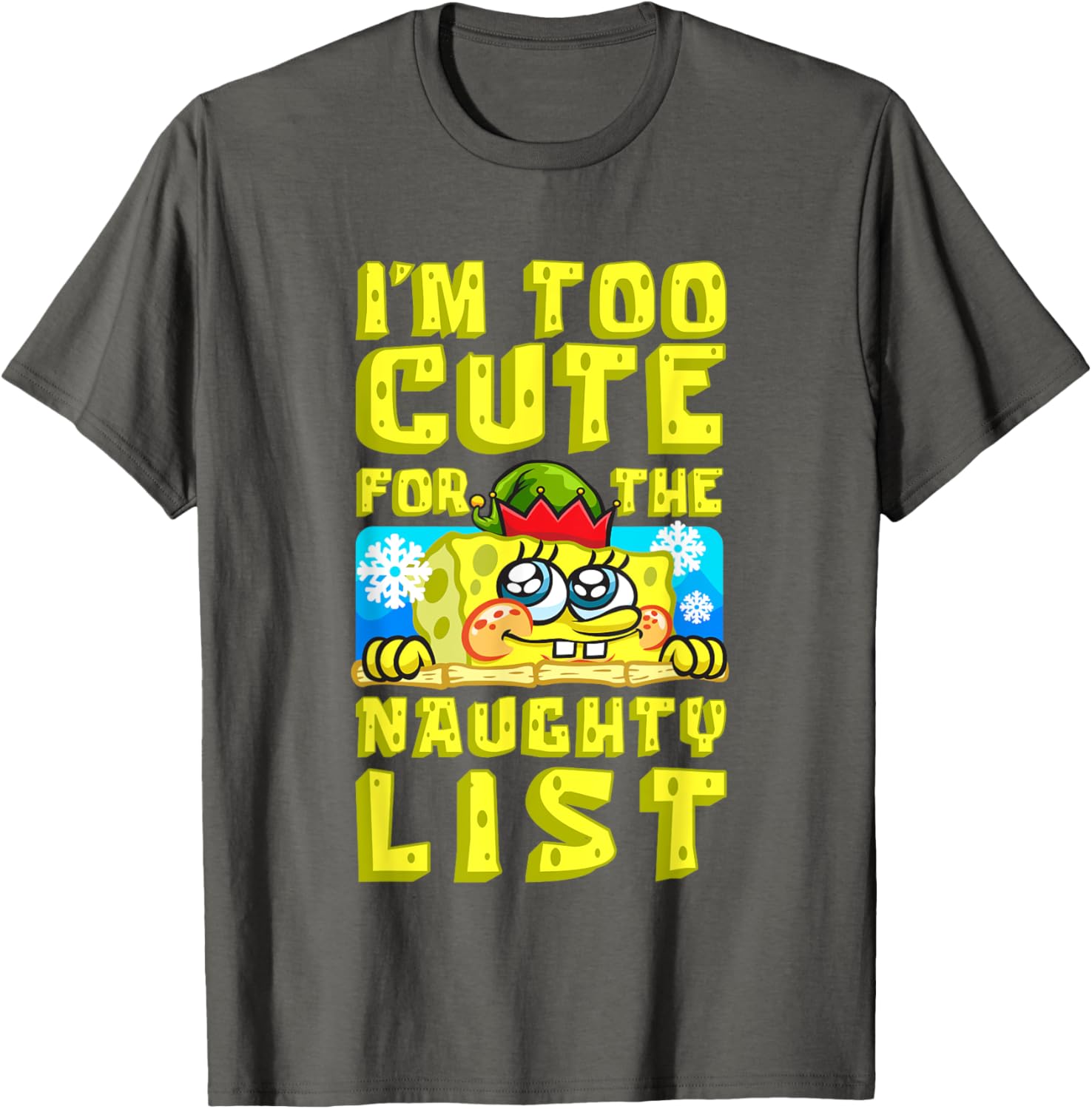 SpongeBob Christmas I'm Too Cute for the Naughty List T-Shirt Gift - 12