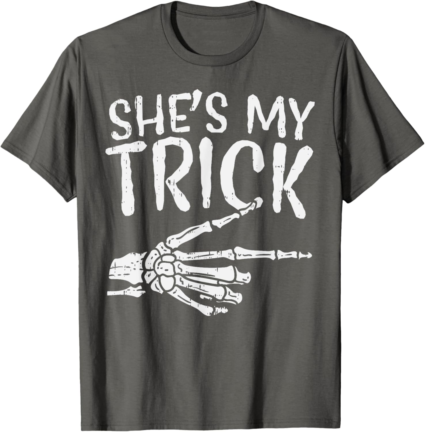 Cute Boyfriend T-Shirt for Matching Halloween Costume - She’s My Trick Design - 18