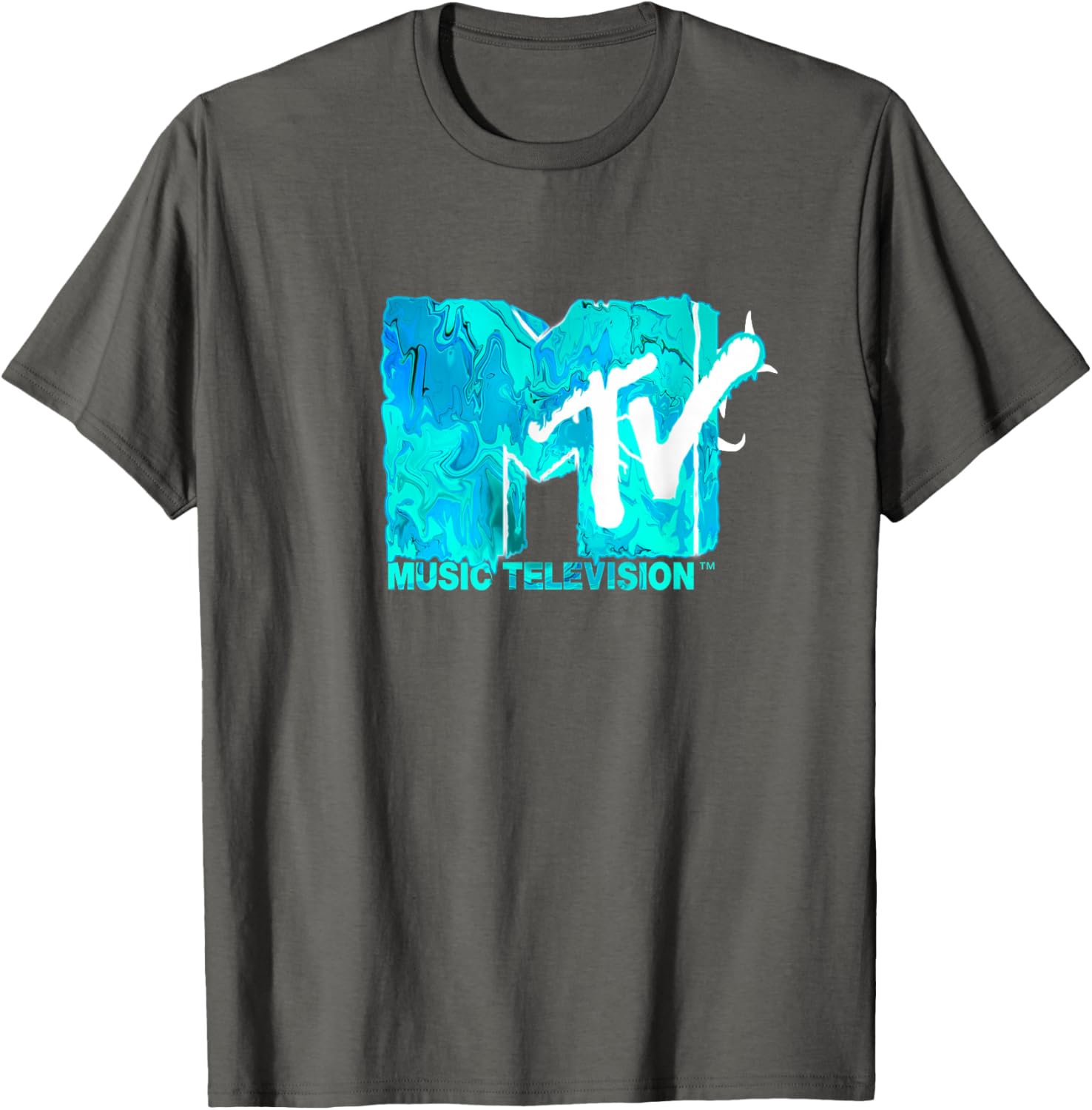 Mademark x MTV Green Blue Liquid Flow Logo T-Shirt for Trendy Style - 4