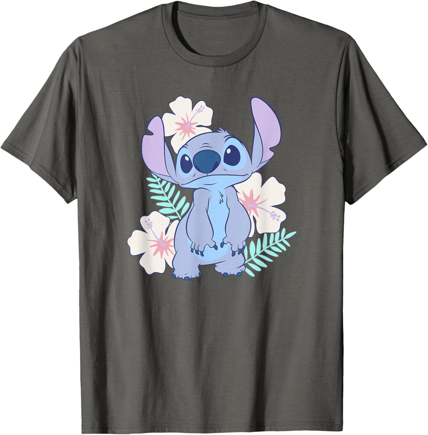 Cute Disney Lilo & Stitch Hawaiian Flowers Portrait T-Shirt for Fun Style - 13