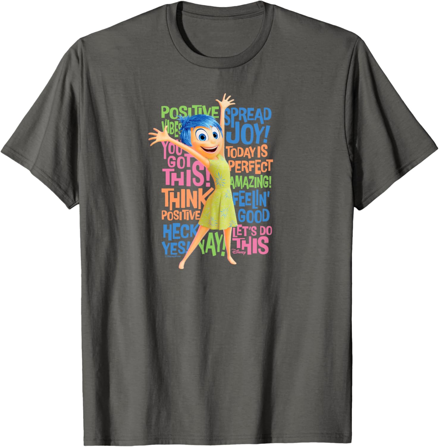 Joy Character Positive Words T-Shirt from Inside Out 2 for All Ages - 2