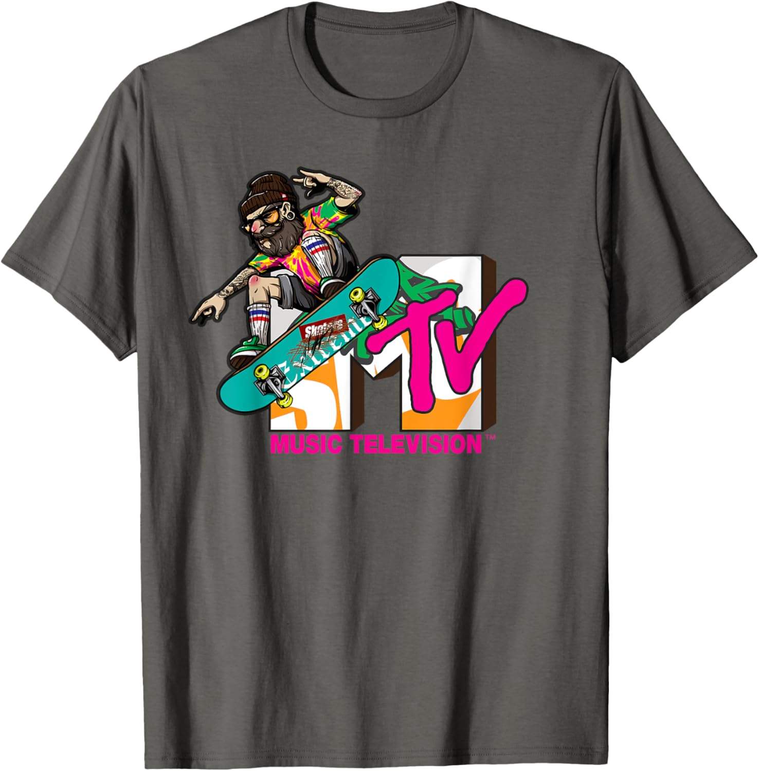 Mademark x MTV Hipster Skater T-Shirt - Trendy Logo Graphic Tee - 15