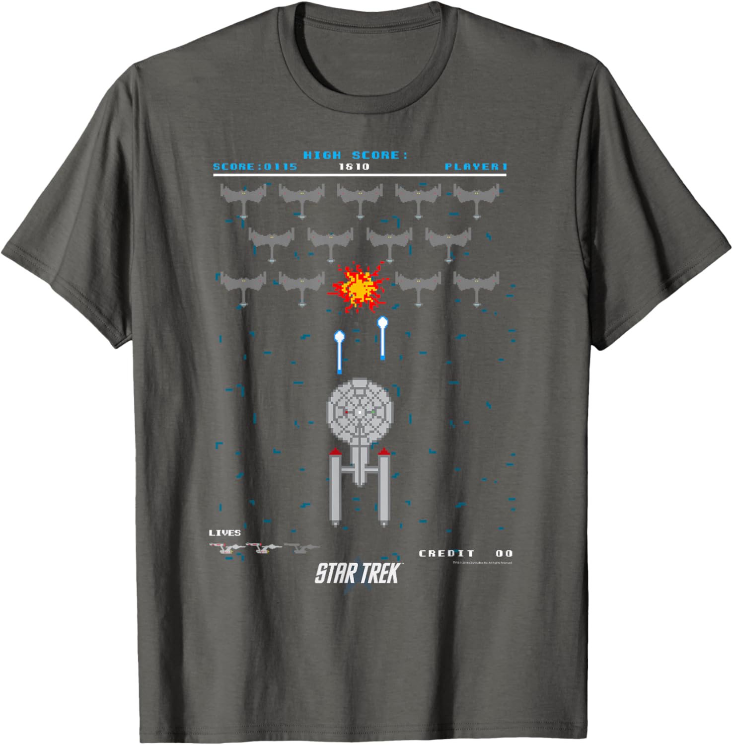 Star Trek Original Series Pixel Space Battle T-Shirt for Fans - 1