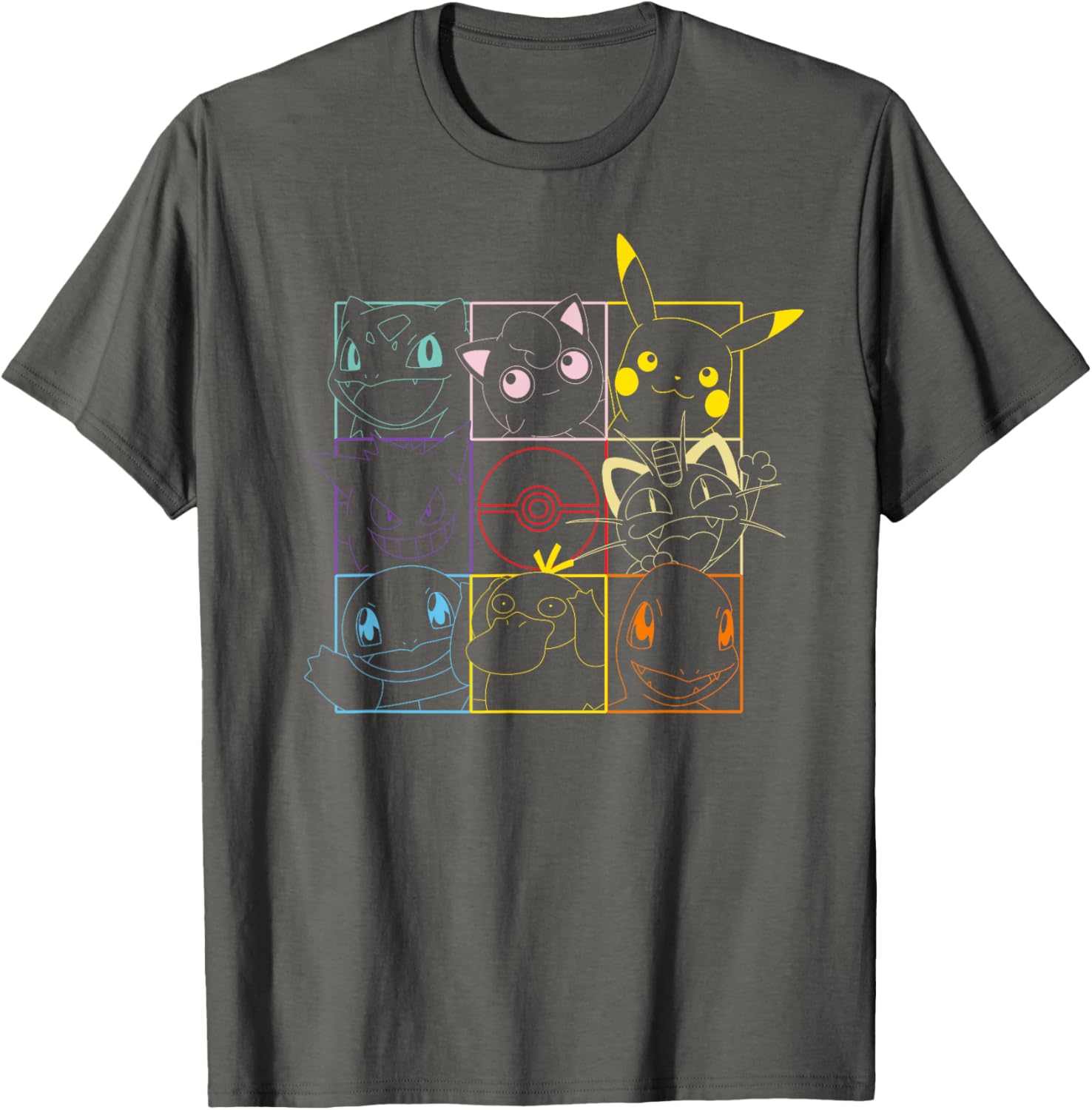 Pokemon Adult Unisex Black Grid T-Shirt for Casual Style Fun - 3