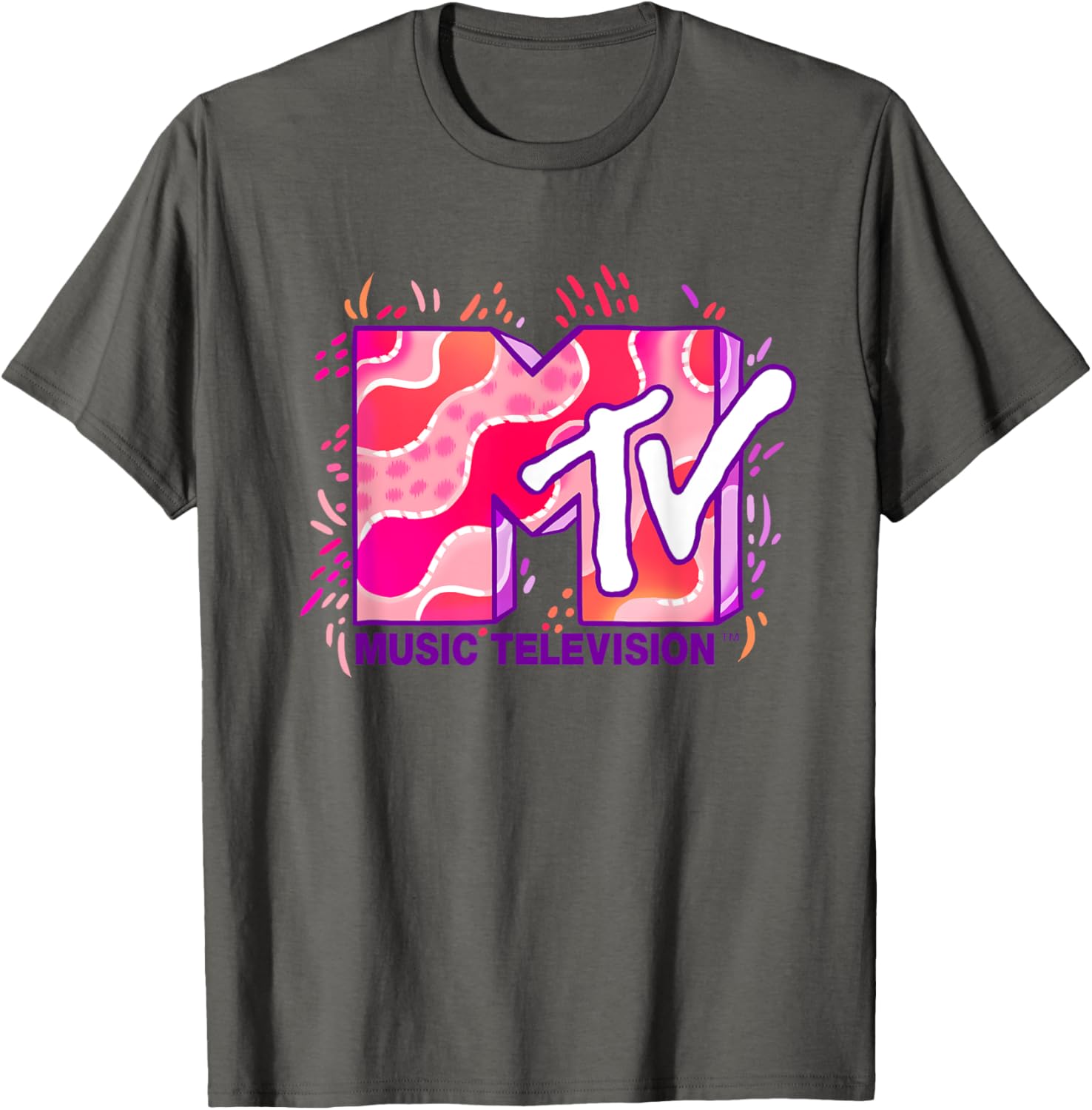 Mademark x MTV Funky Pink and Purple Waves Logo T-Shirt for Cool Style - 1
