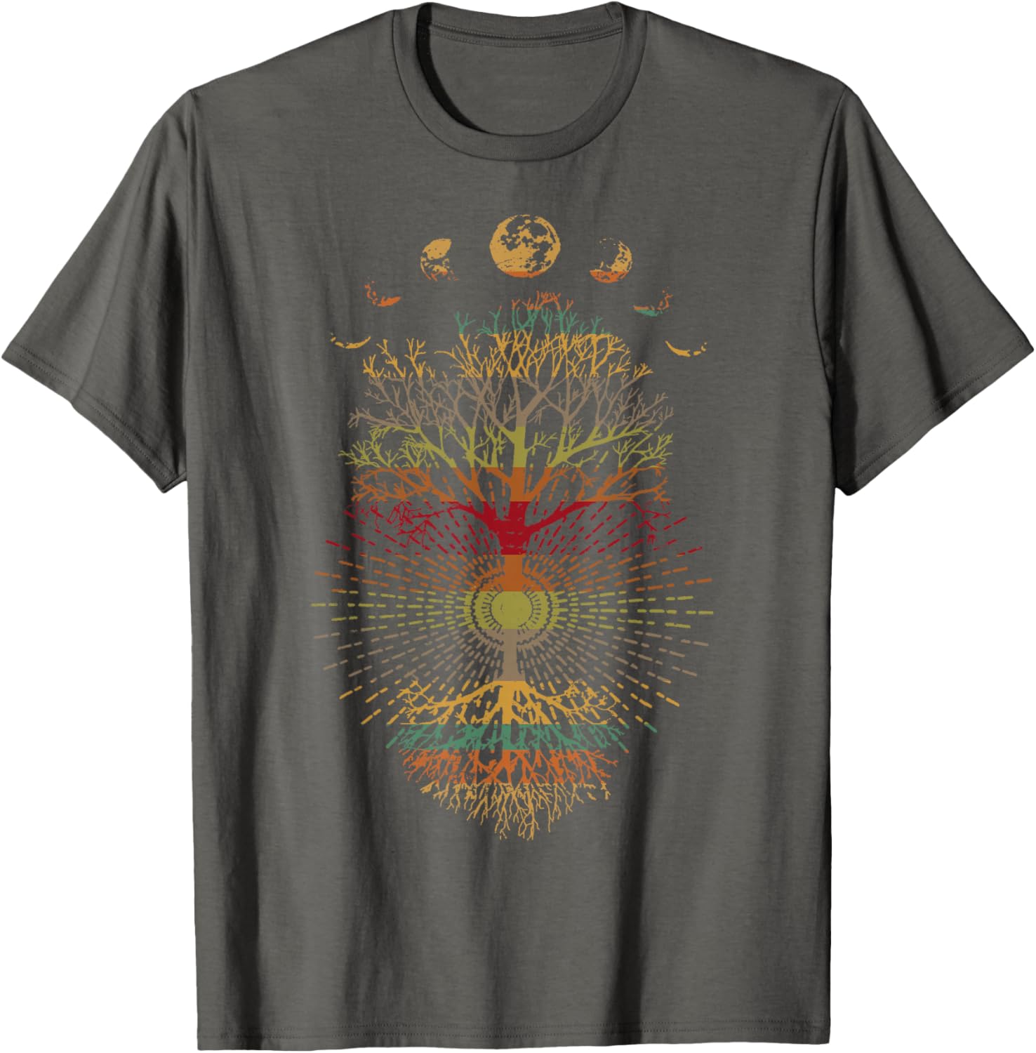 Phases of the Moon Retro Tree of Life T-Shirt 60s 70s Vibe - 3