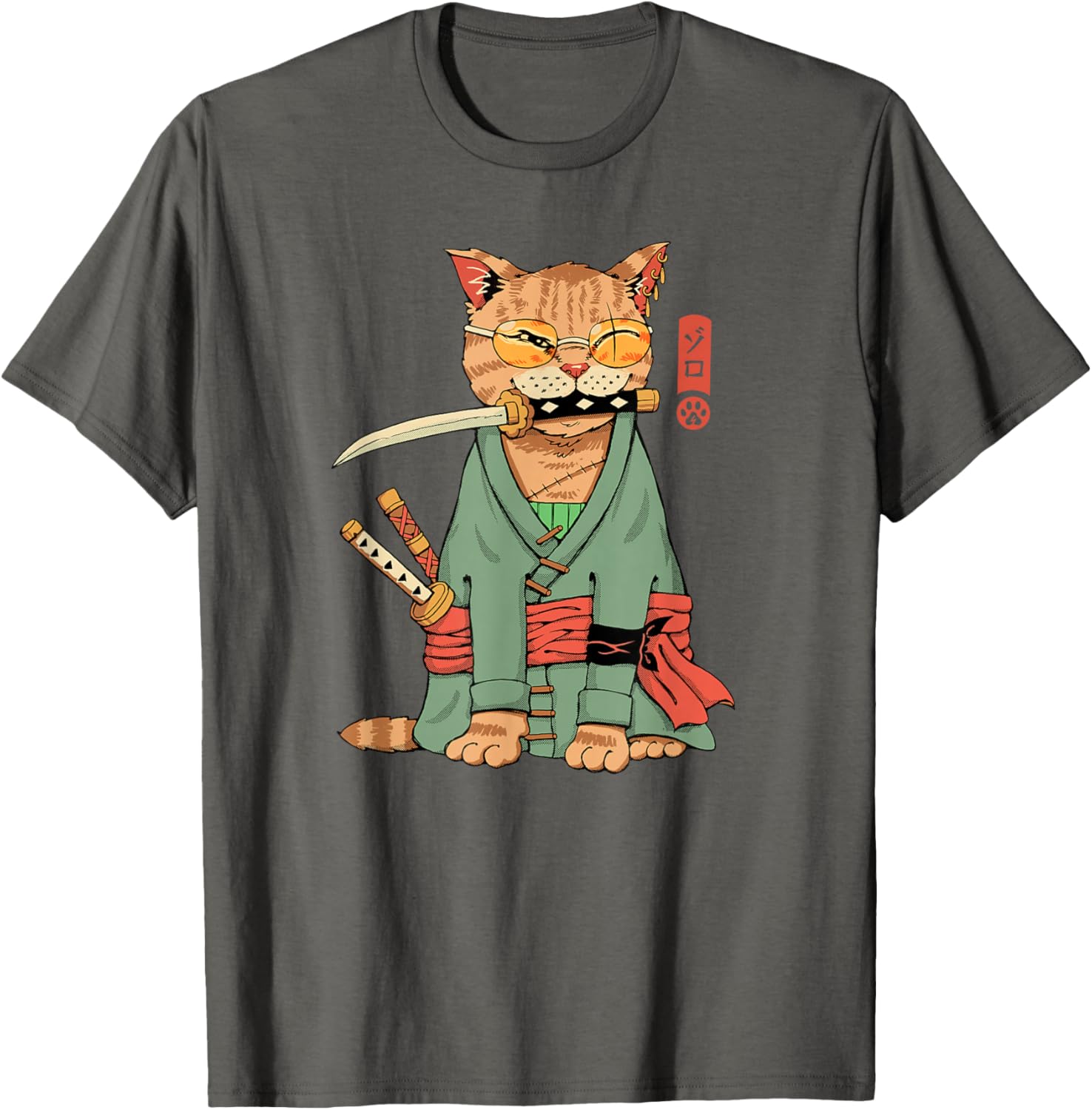 Cool Zoro Cat Warrior T-Shirt for Cat Lovers - Fun Cartoon Design - 11