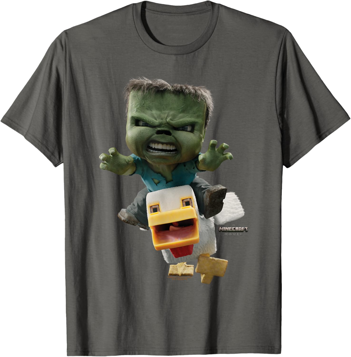 Cool Minecraft Movie Chicken Jockey Baby Zombie Attack T-Shirt for Kids - 7