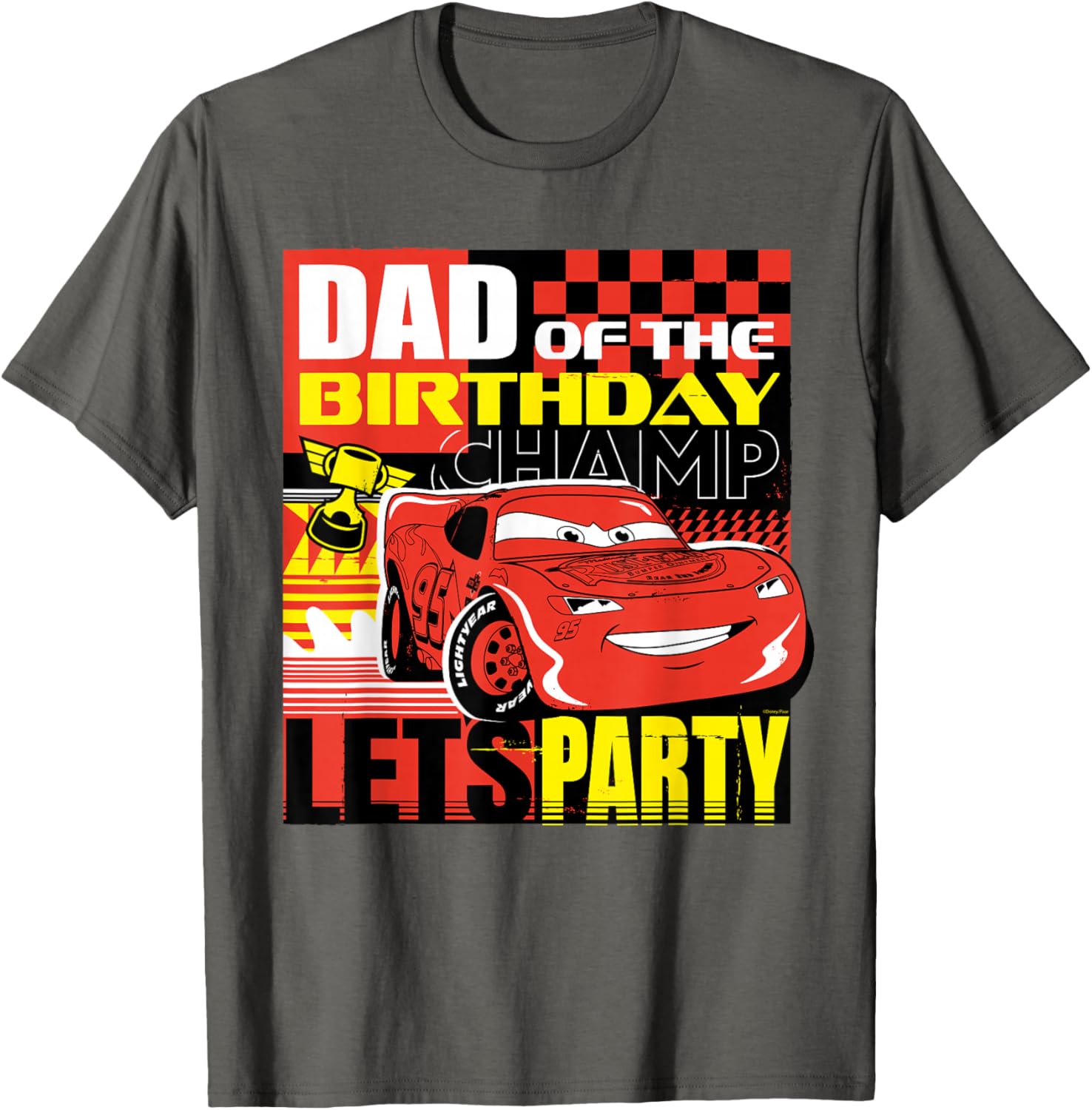Disney Pixar Cars Dad of the Birthday Champ T-Shirt Fun Party Wear - 6