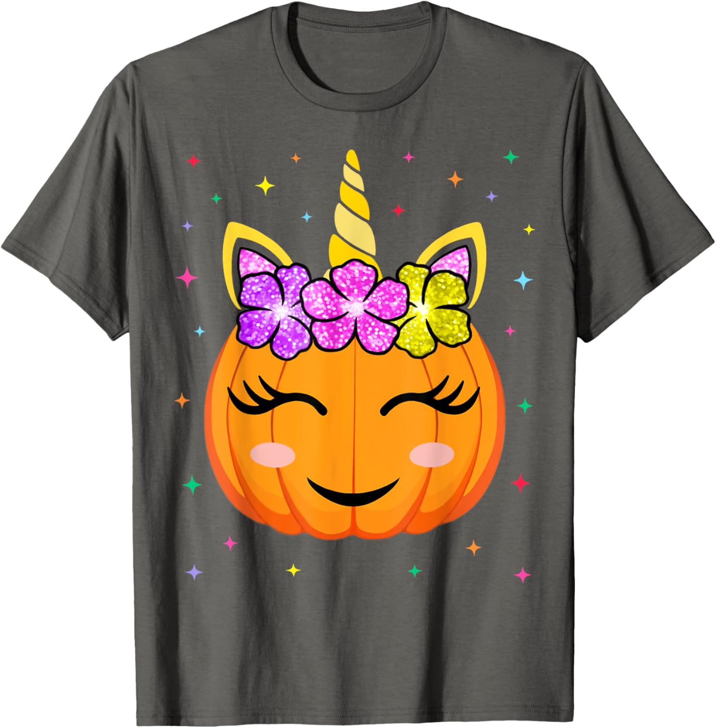 Cute Unicorn Pumpkin Halloween T-Shirt for Girls - Fun Kids Costume - 11