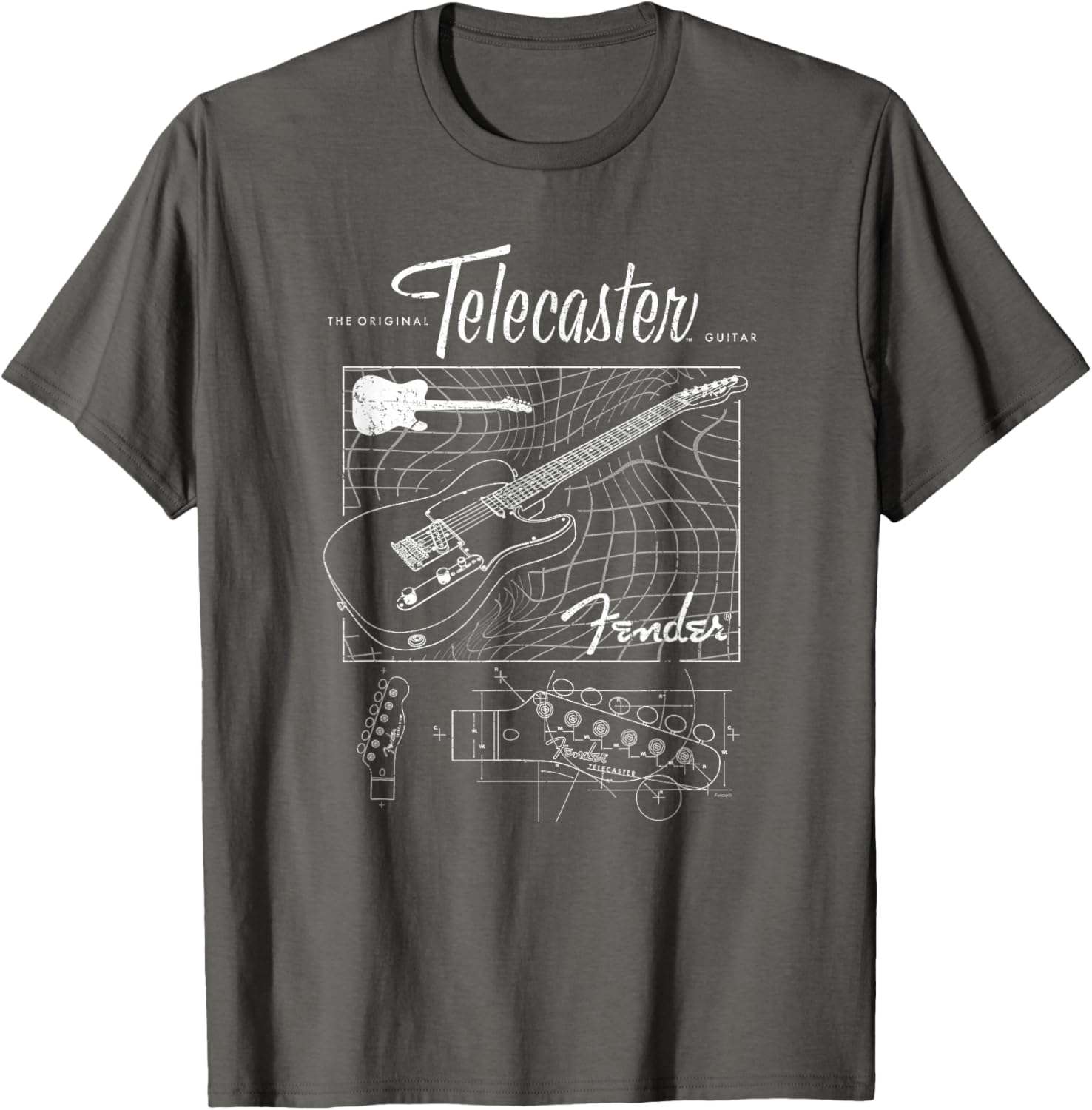 Fender Telecaster Guitar Schematic Poster T-Shirt for Music Lovers - 2