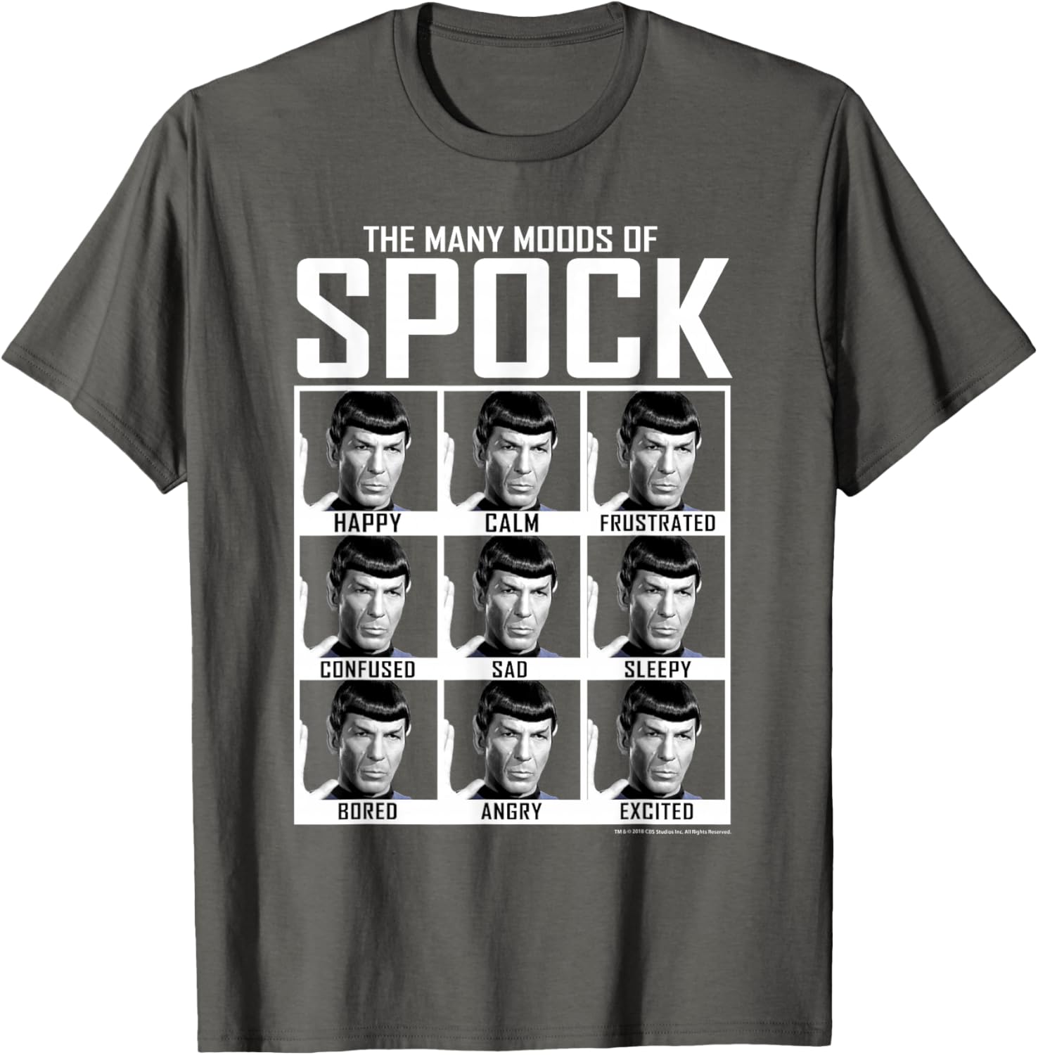 Star Trek Spock Moods Textbook T-Shirt for Fans of Classic Sci-Fi Fashion - 3