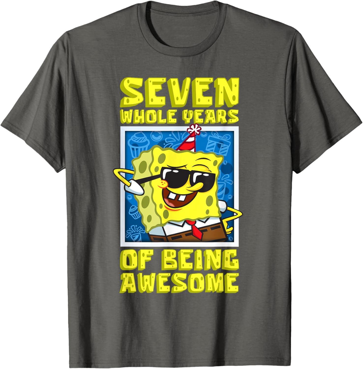 Mademark SpongeBob Seven Years of Awesome 7th Birthday Gift T-Shirt - 10