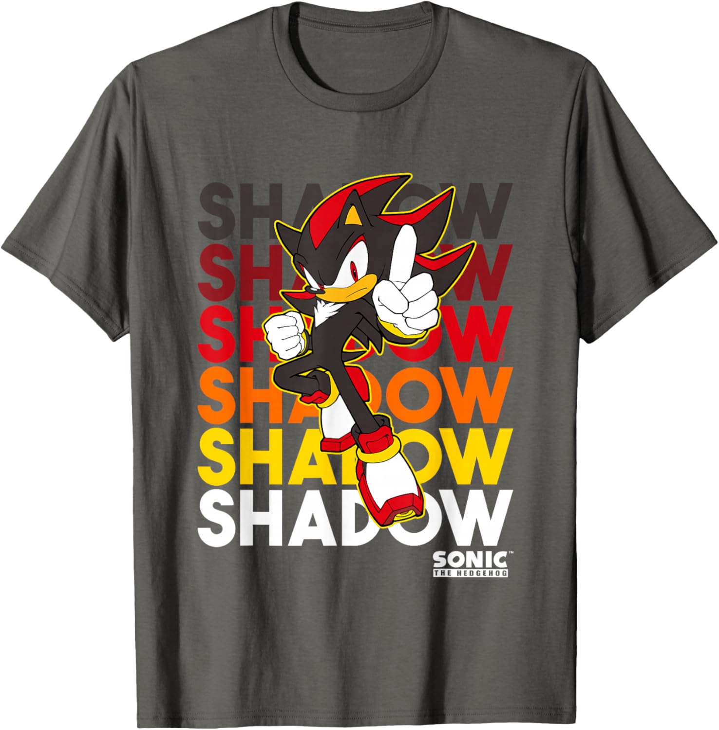 Sonic The Hedgehog Shadow Logo Stacked Text Cool Graphic T-Shirt - 6