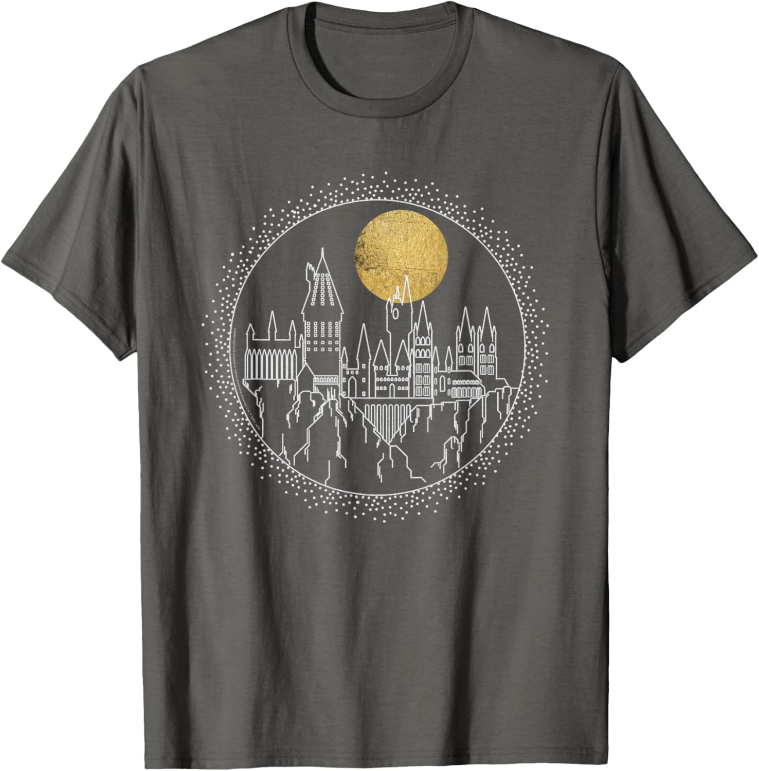 Harry Potter Hogwarts Full Moon Line Art T-Shirt for Fans and Wizards - 2