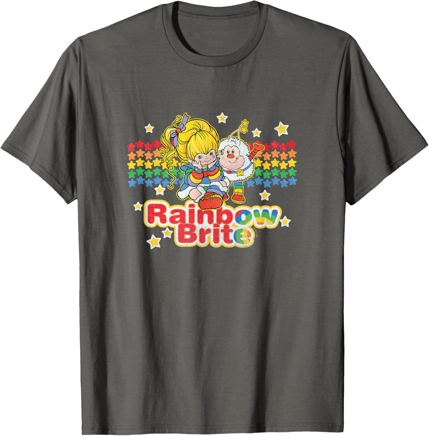 Rainbow Brite Vintage Distressed Logo T-Shirt with Colorful Stripes - 10